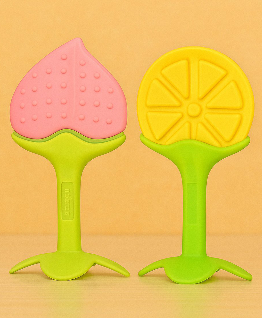 Badal Kidz Silicone BPA Free Natural Tree Shape Teether 100% Bpa Free Non Toxic - Peach & Orange (Pack Of 2)-image-22