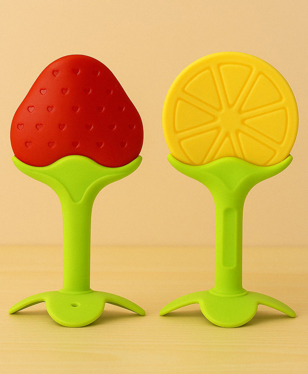 Badal Kidz Silicone BPA Free Natural Tree Shape Teether 100% Bpa Free Non Toxic - Red & Orange (Pack Of 2)-image-40