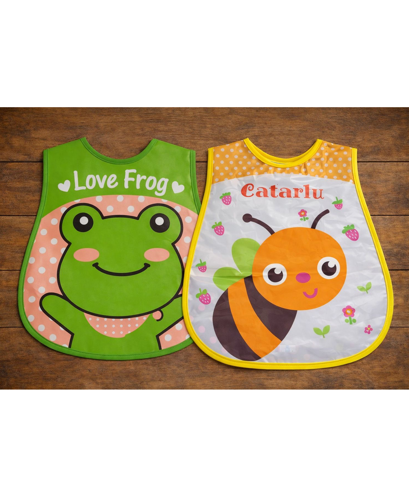 Badal Kidz Plastic Waterproof Baby Feeding Apron with BIB 2 giraffe design - Pink & Pink(Pack of 2)-image-32