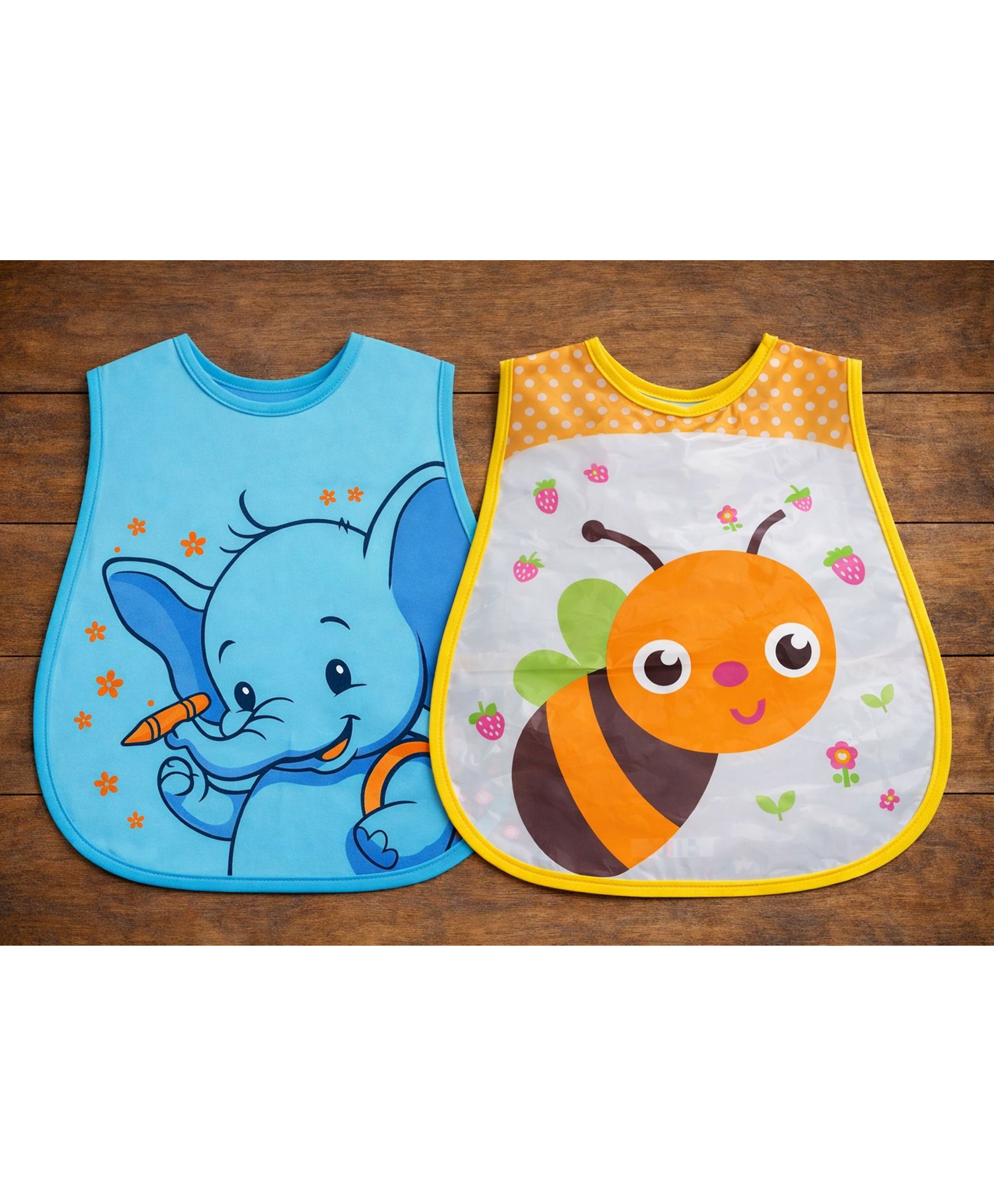 Badal Kidz Plastic Waterproof Baby Feeding Apron with BIB 2 dinosaur design - Green & Green(Pack of 2)-image-46