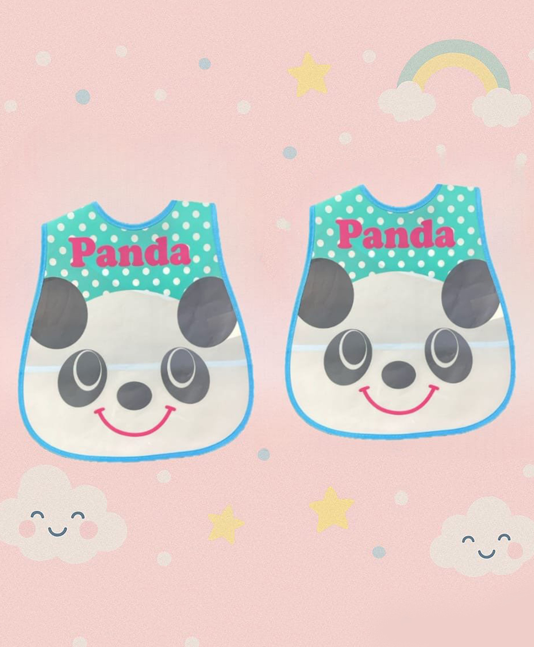 Badal Kidz Plastic Waterproof Baby Feeding Apron with BIB 2 panda design - GREEN & GREEN(Pack of 2)-image-47
