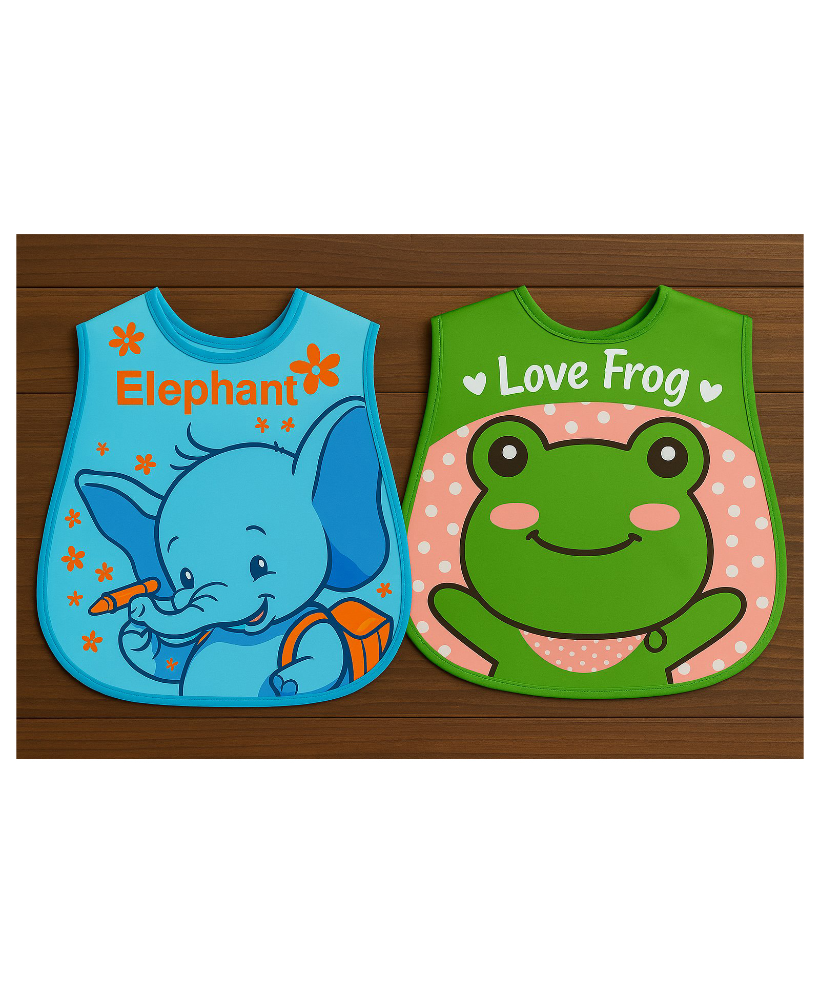 Badal Kidz Plastic Waterproof Baby Feeding Apron with BIB - Blue &Green(Pack of 2)-image-48
