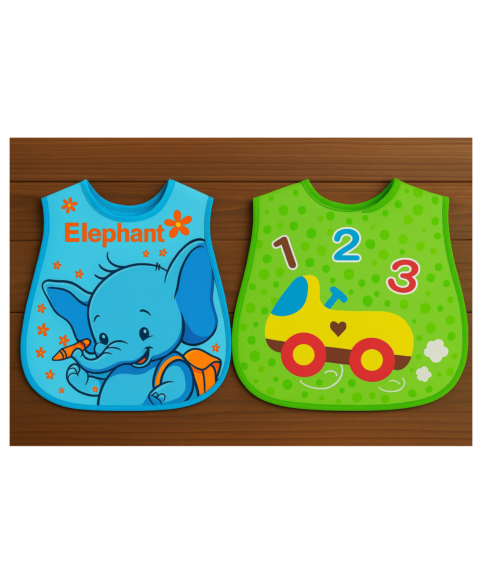 Badal Kidz Plastic Waterproof Baby Feeding Apron with BIB - Blue &Green(Pack of 2)-image-44