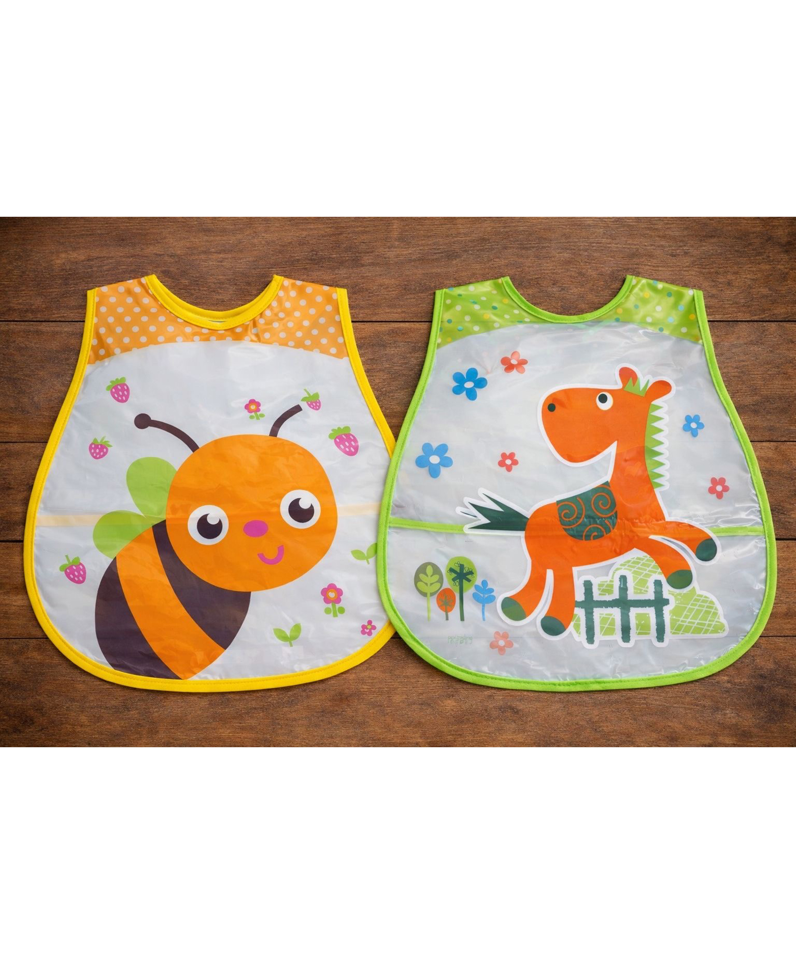 Badal Kidz Plastic Waterproof Baby Feeding Apron with BIB - Blue & Pink(Pack of 2)-image-6