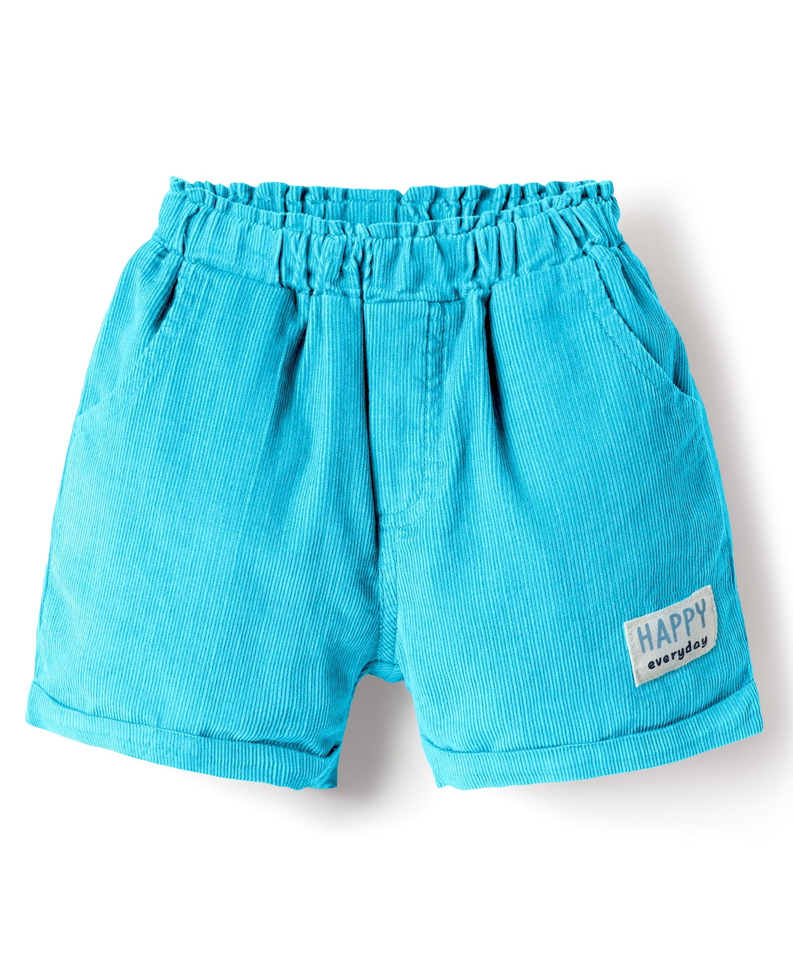 Ollypop Cotton Woven Knee Length Solid Colour Shorts With Patch Detailing - Light Blue-image-5