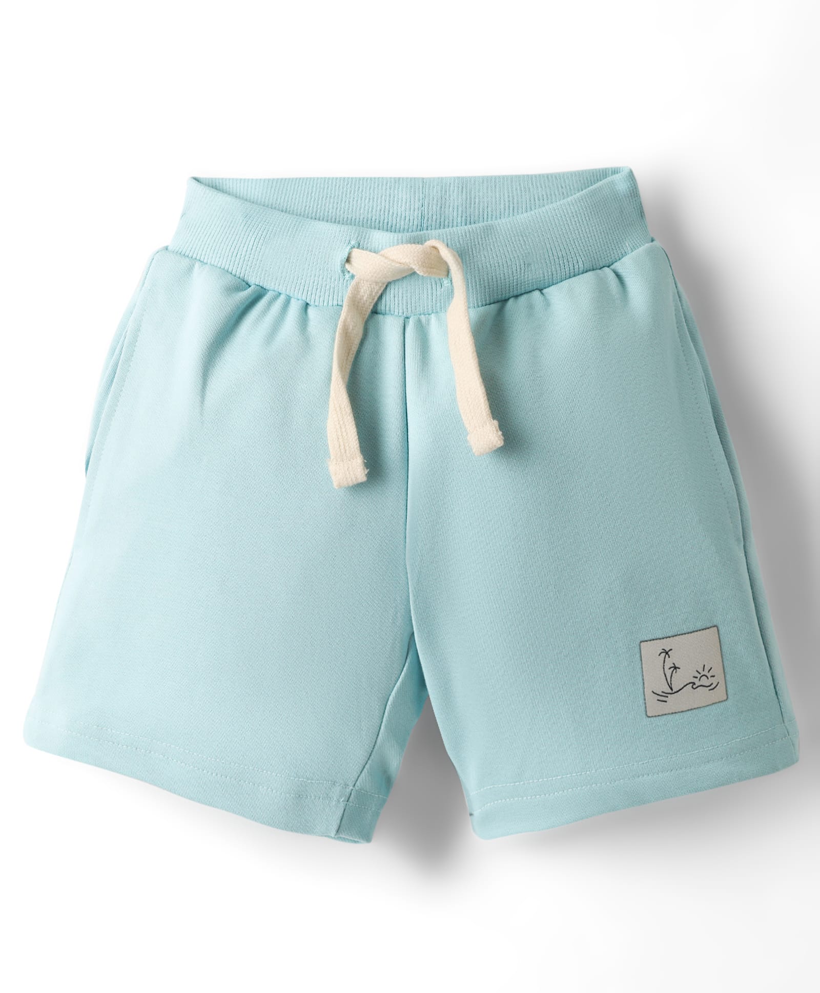 Ollypop Looper Knit Knee Length Soild Color Shorts - Light Blue-picture-25