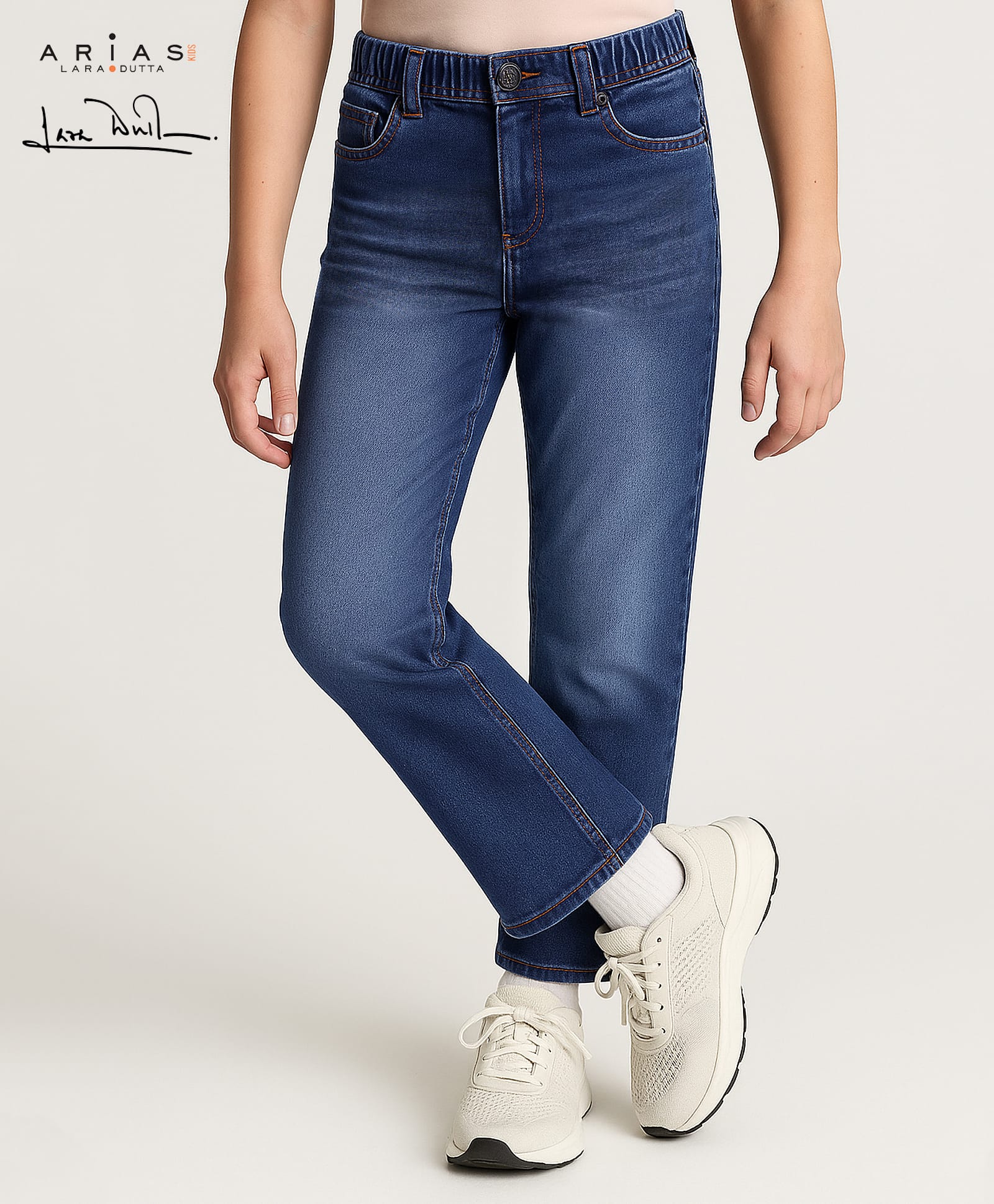 arias by lara dutta Arias Denim Full Length Washed Jeans With Stretch - Blue-picture-23