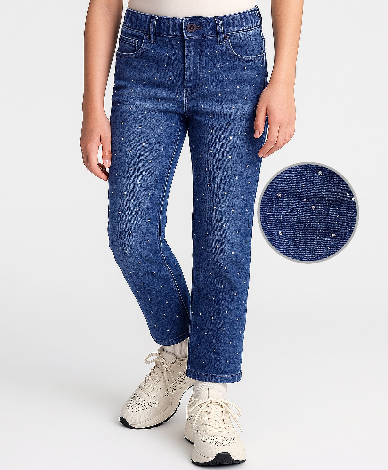arias by lara dutta Arias Denim Full Length Washed Jeans With Stretch & Rhinestones Arias Denim Full Length Jeans With Stretch & Rhinestones Detailing - Blue - Blue-picture-10