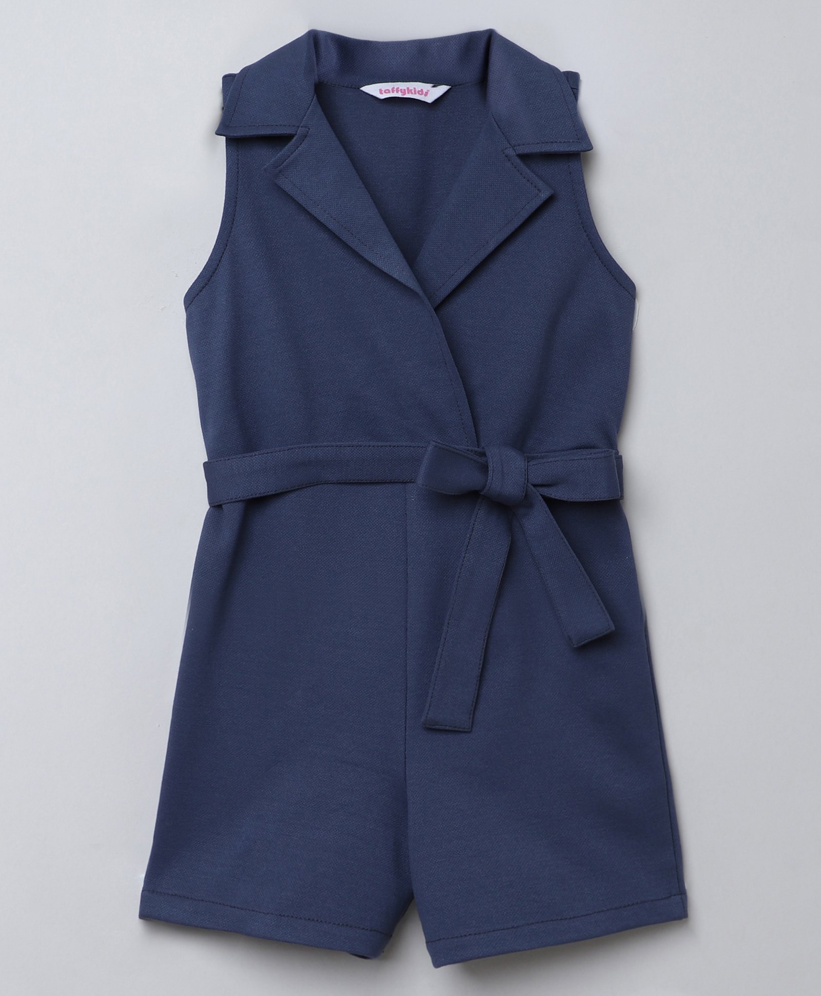 Taffykids Sleeveless Solid Shirt Style Jumpsuit - Blue-picture-26