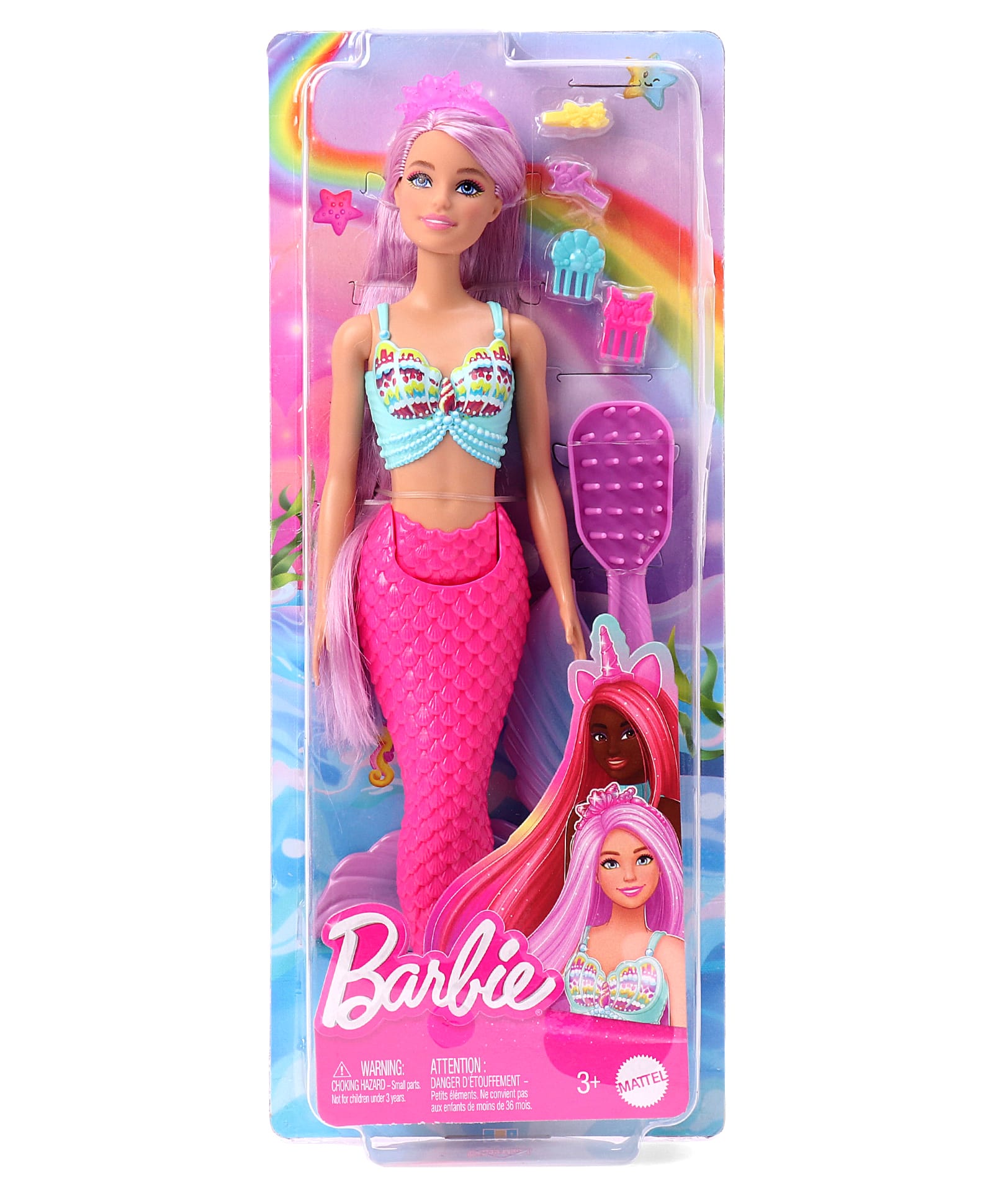 Barbie Mermaid Doll with 7-Inch-Long Fantasy Hair & Accessories for Styling Play Pink - Height 36 cm-image-47
