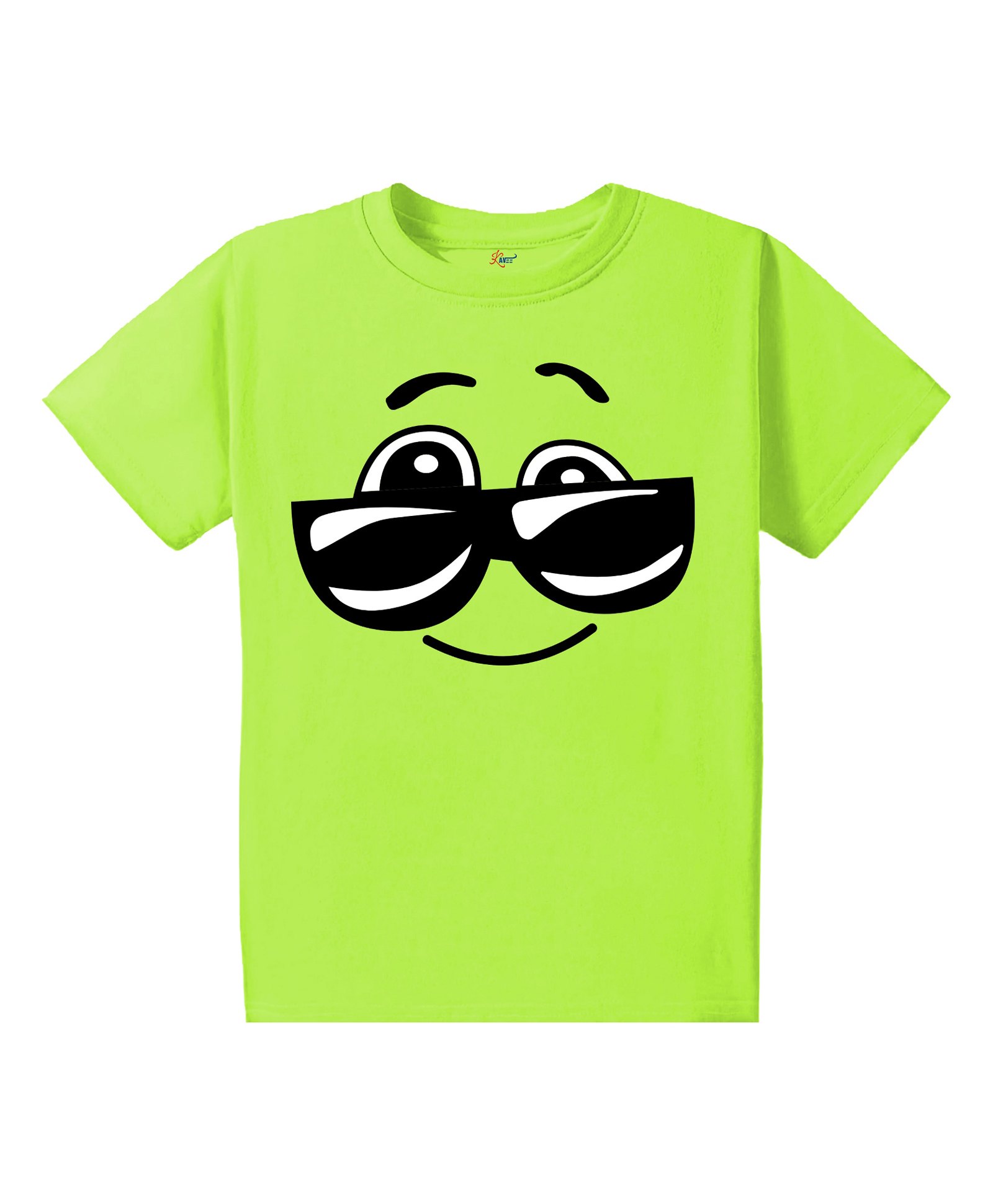 KAVEE Pure Cotton Half Sleeves Goggles Printed Bio Washed Tee - Neon Green-picture-24