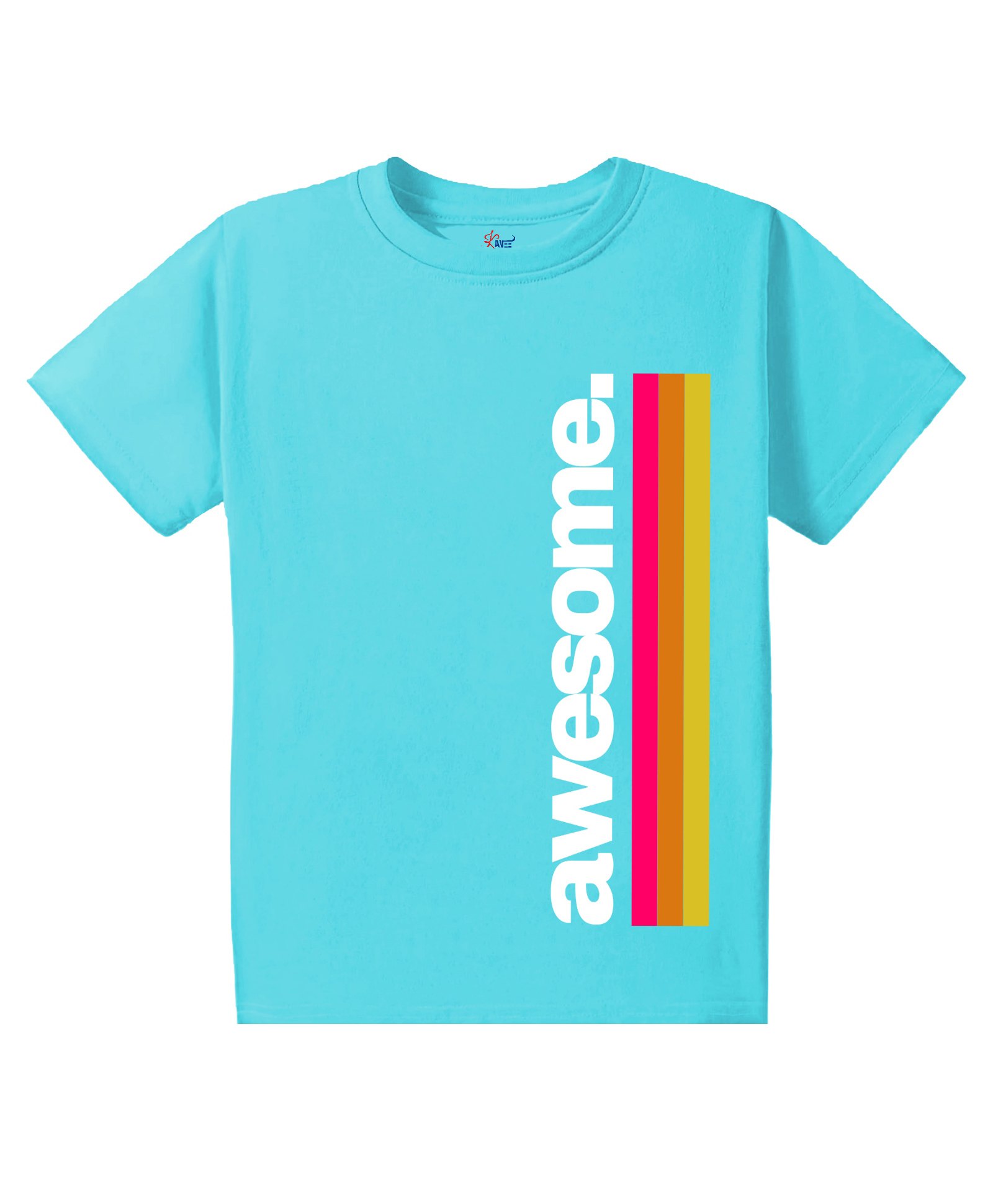 KAVEE Pure Cotton Half Sleeves Awesome Text Printed Bio Washed Tee - Sky Blue-picture-20
