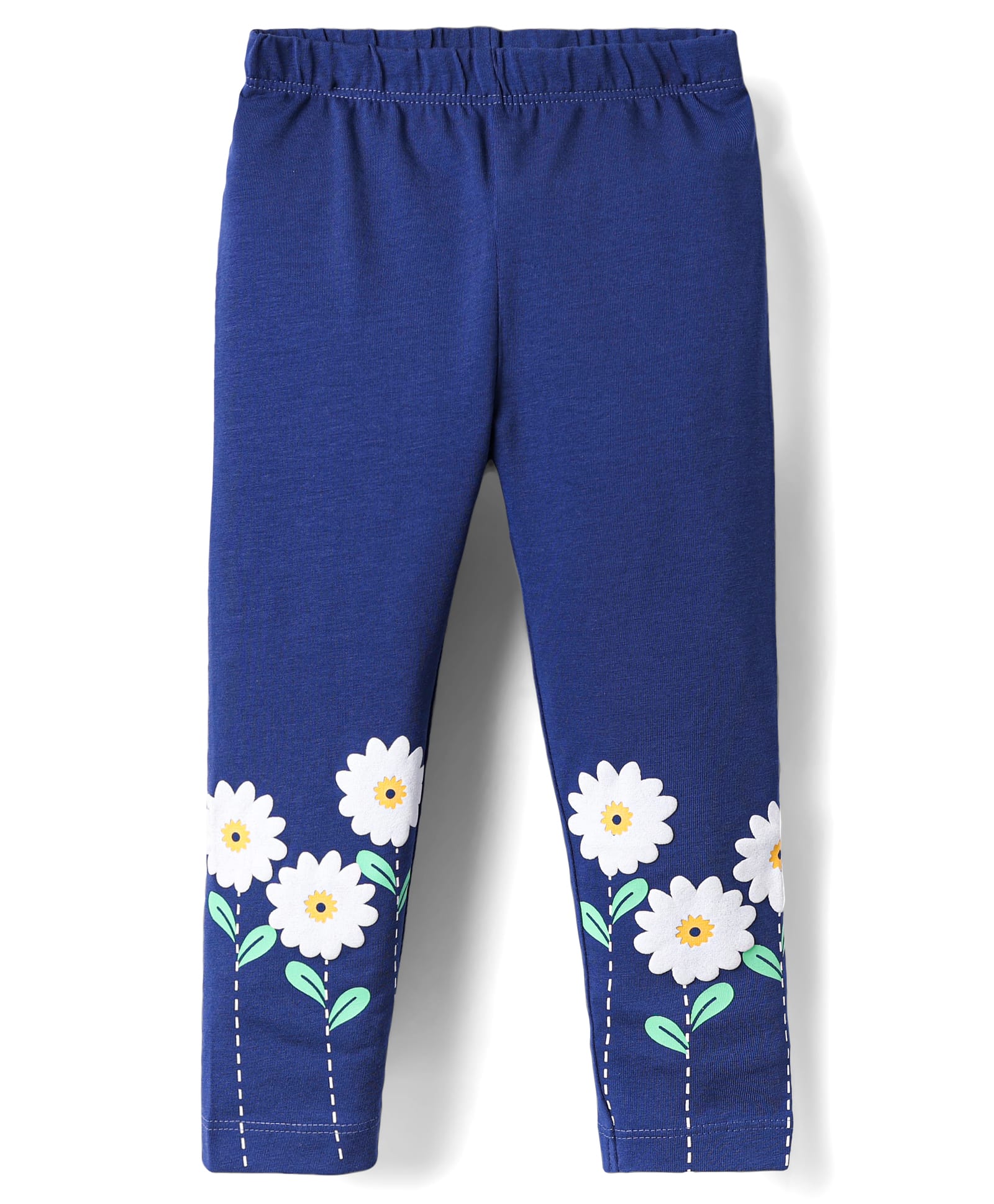 Babyhug Cotton Lycra Knit Full Length Leggings with Floral Print - Navy Blue-picture-14