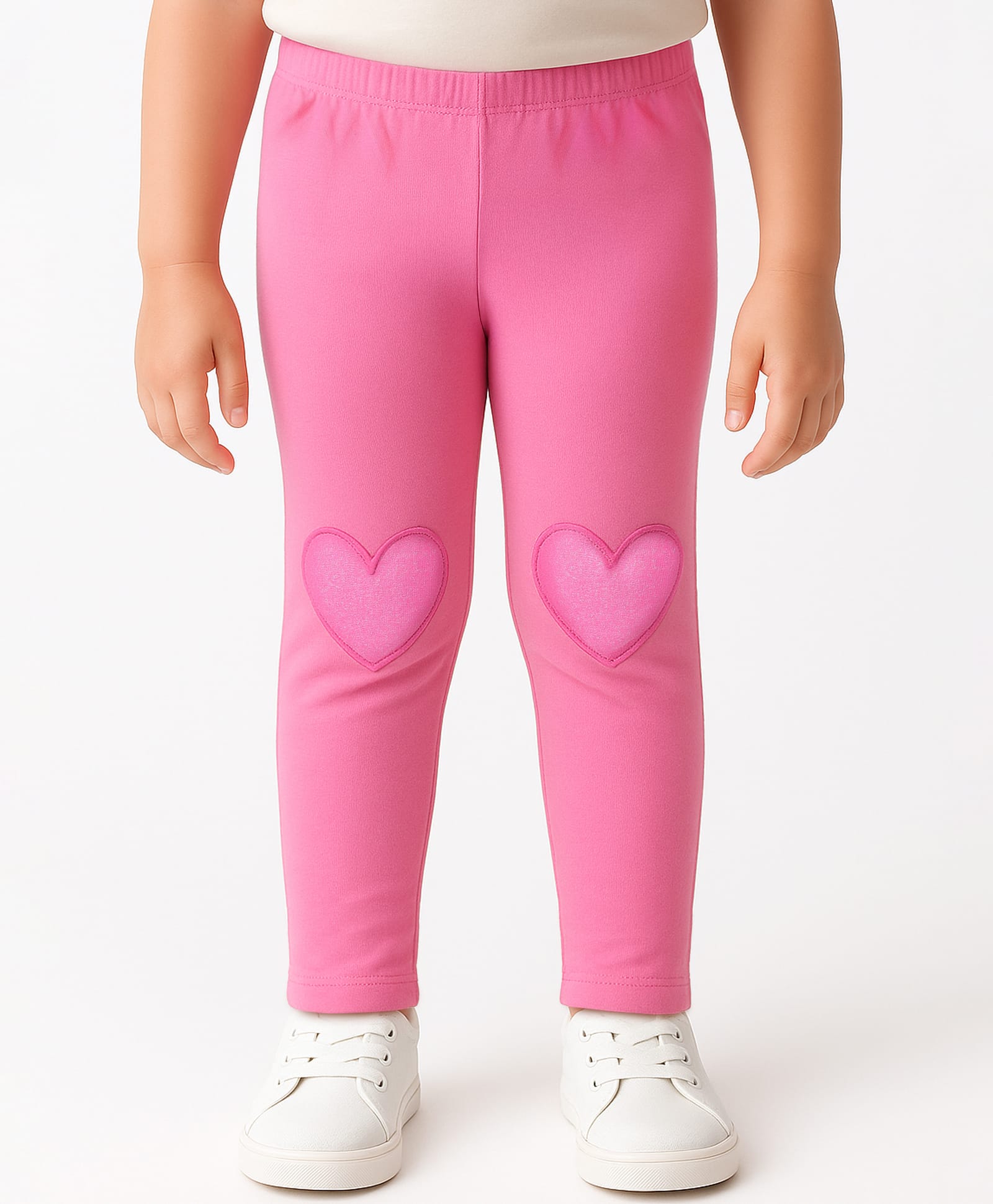 Babyhug Cotton Lycra Knit Full Length Leggings with Heart Embroidery - Pink-image-31