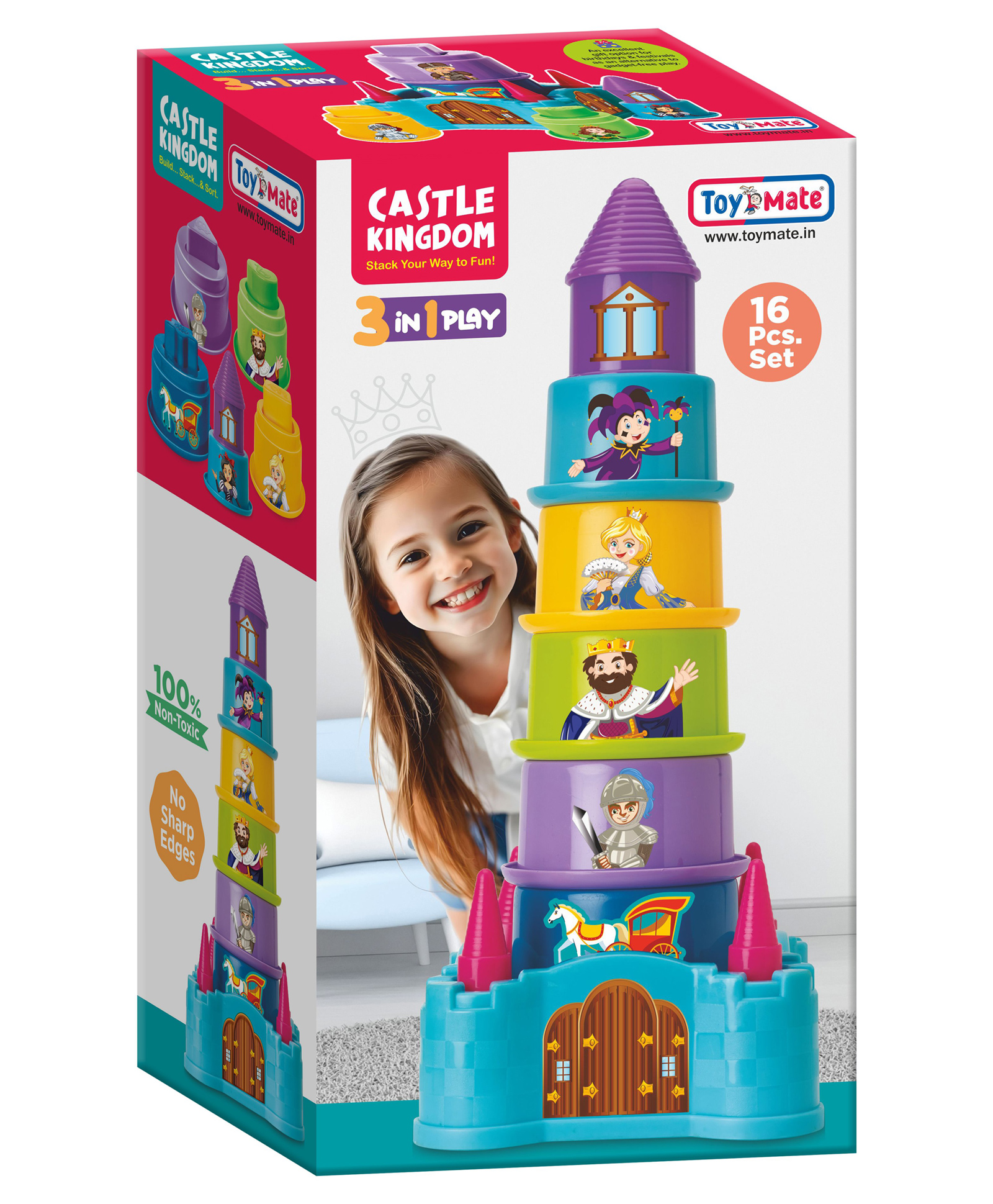 TOYMATE Castle Kingdom Stacking Toy Multicolor - 16 Pieces-picture-1