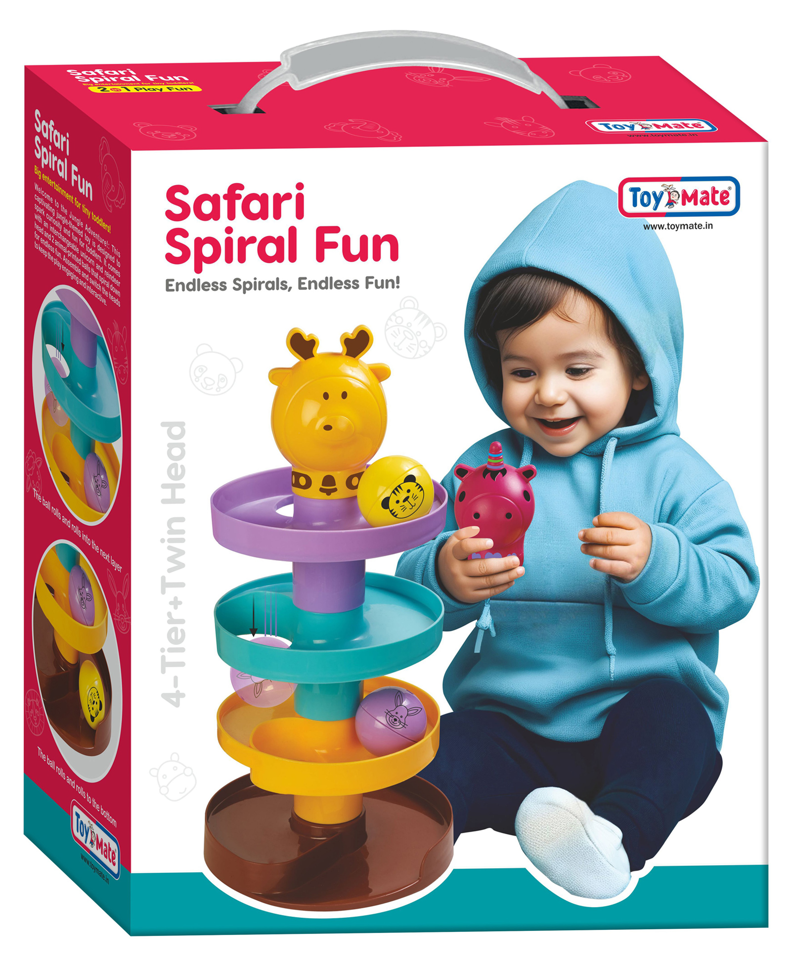 TOYMATE Roll Ball Toy 2 in 1 Safari Spiral Endless Fun - Multicolor-image-29