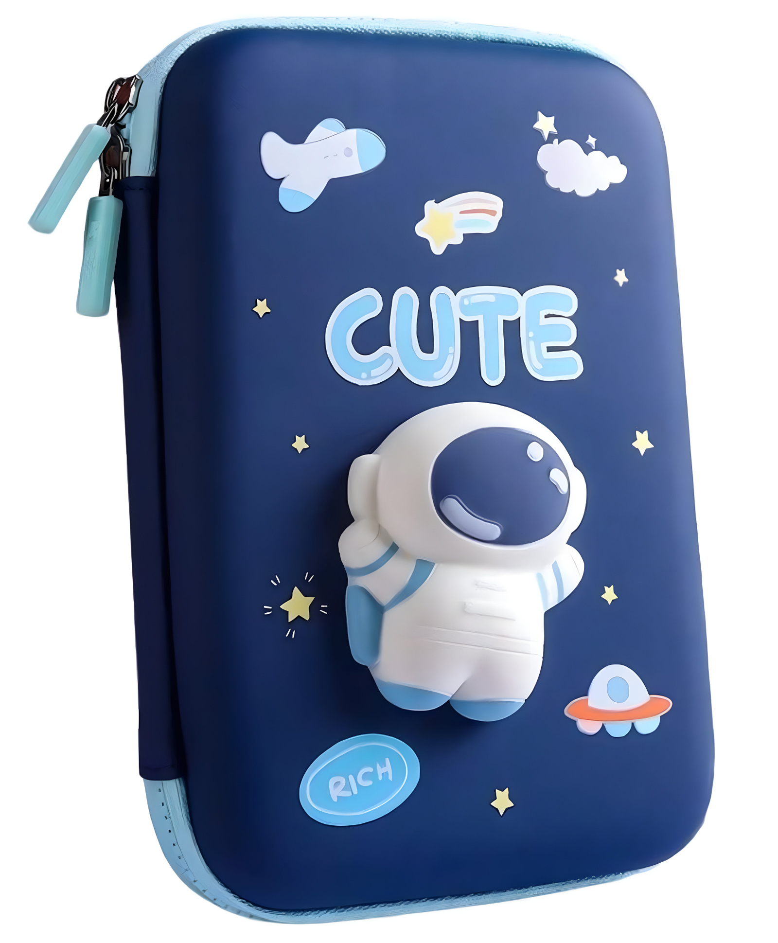 SCHOOLISH Compass Space 3D Eva Pencil Case With Cute Squishy Astronaut, Zipper Box for Boys Girls- PACK OF 1- COLOR MAY VARY-picture-12