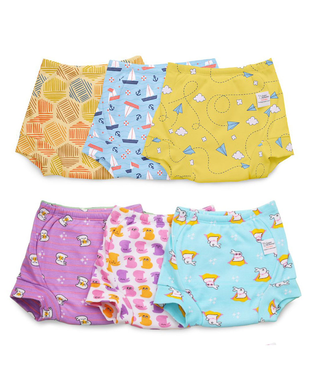 SuperBottoms Padded Underwear for 3-4Y Babies | Potty Training Pants with Dry Feel Layer Inside | Assorted | Pack of 6 | Size 3-picture-30