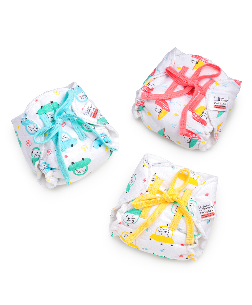 SuperBottoms Premium Cotton Padding (No Sponge) Vehicle & Animal Print Pack of 3- Yellow Red-picture-8