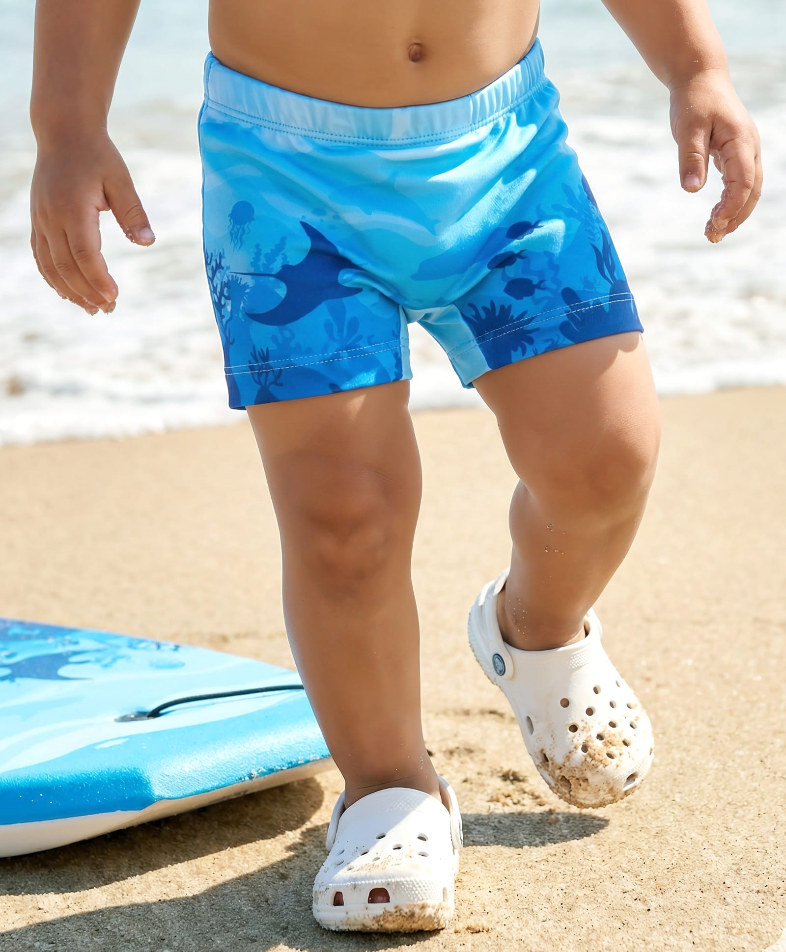 Babyhug Water Repellant Swimming Trunk With Fish Print - Light Blue-picture-10