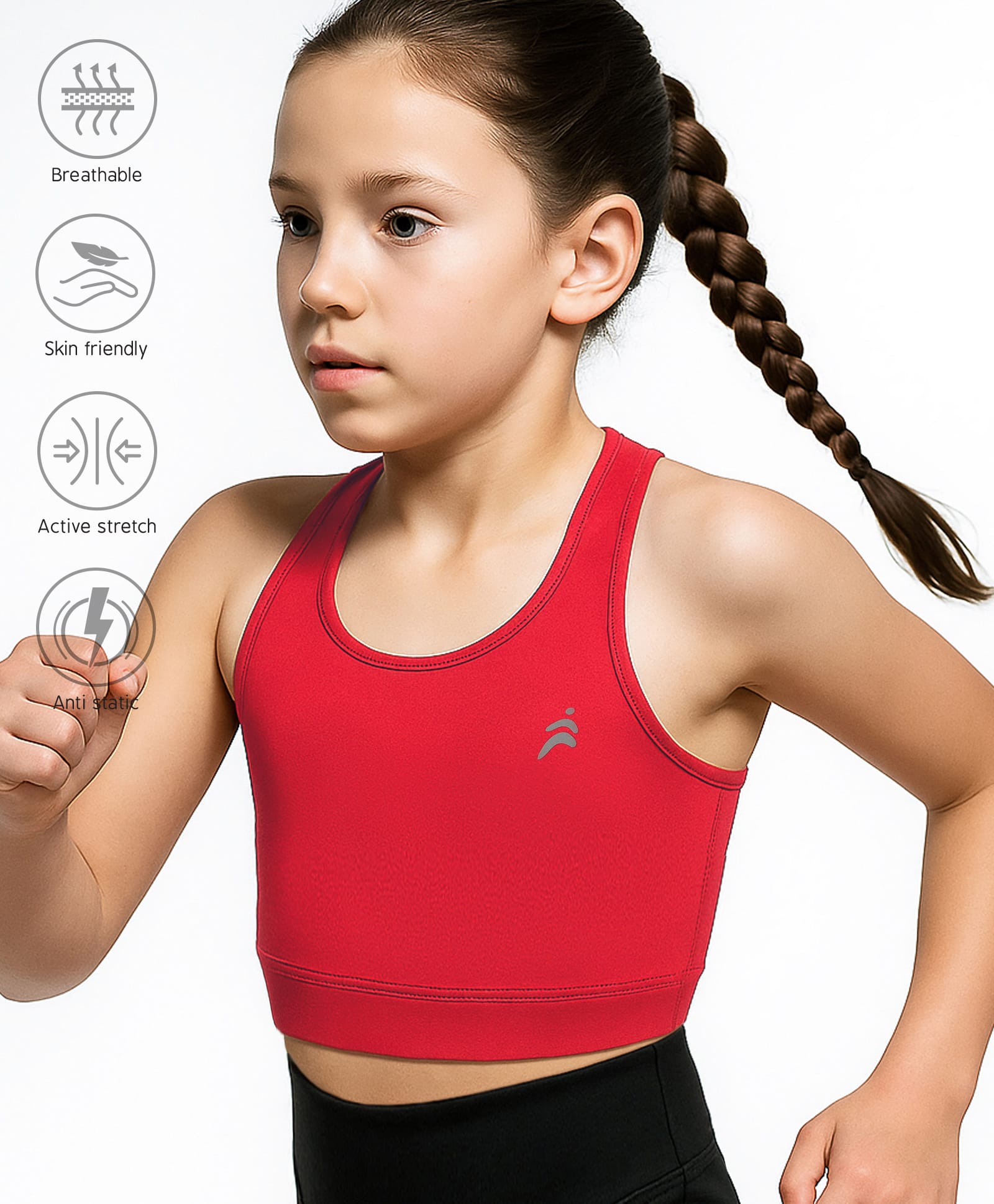 Pine Active Sleeveless Stretchable Sports Bra Solid Colour - Maroon-image-0