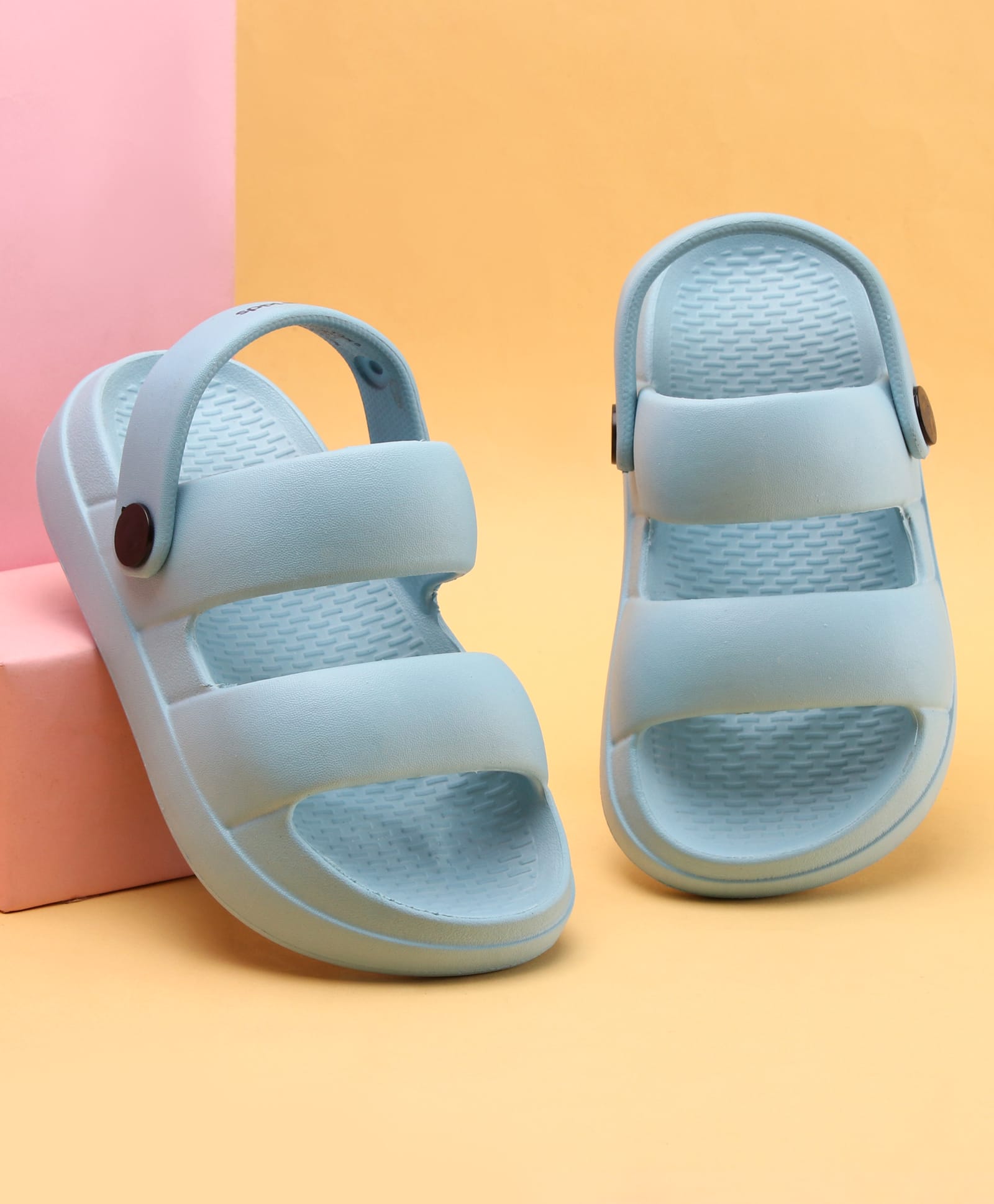 Pine Kids Back Strap Solid Color Clogs - Blue