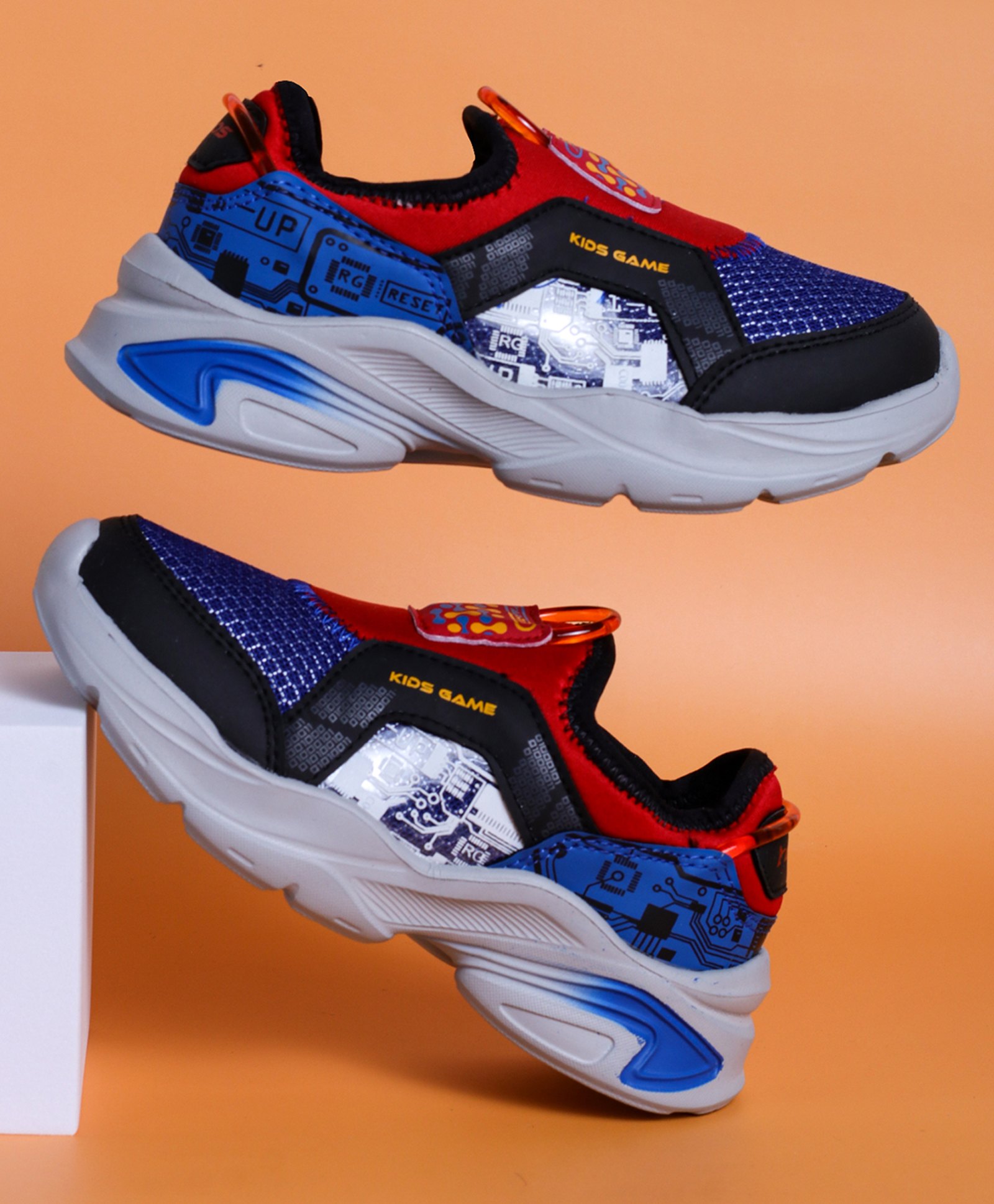 ABROS Mother Board Designed Slip On Shoes - Royal Blue & Black-image-3