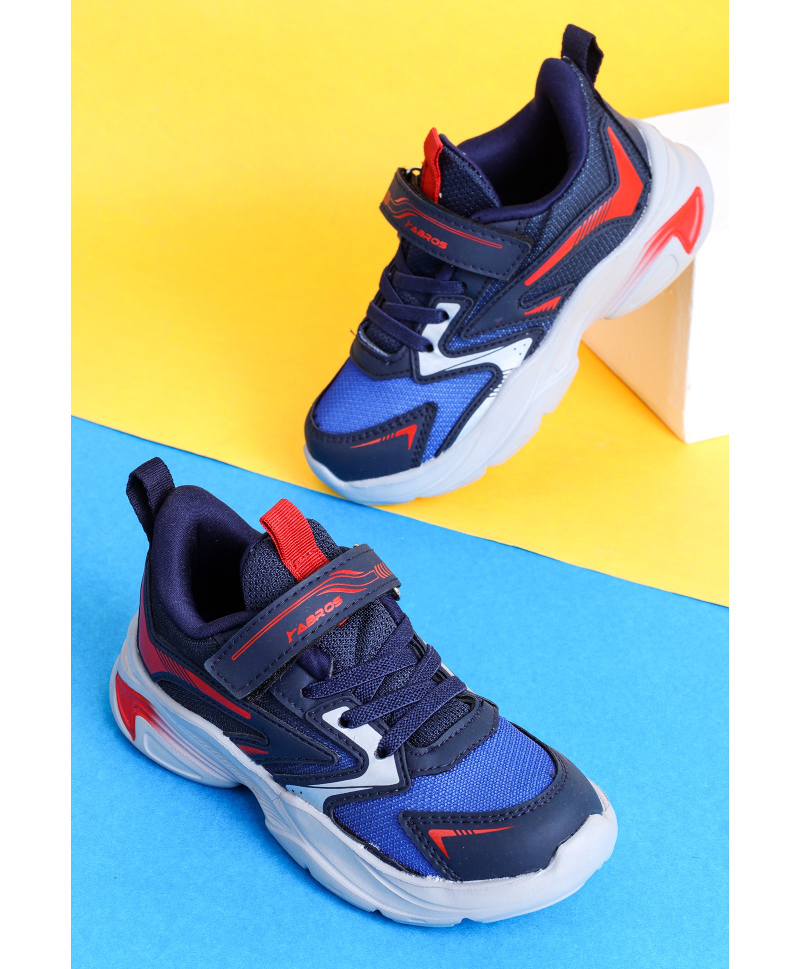 ABROS Colour BlockedVelcro Closure Shoes - Navy Blue & Red-image-8