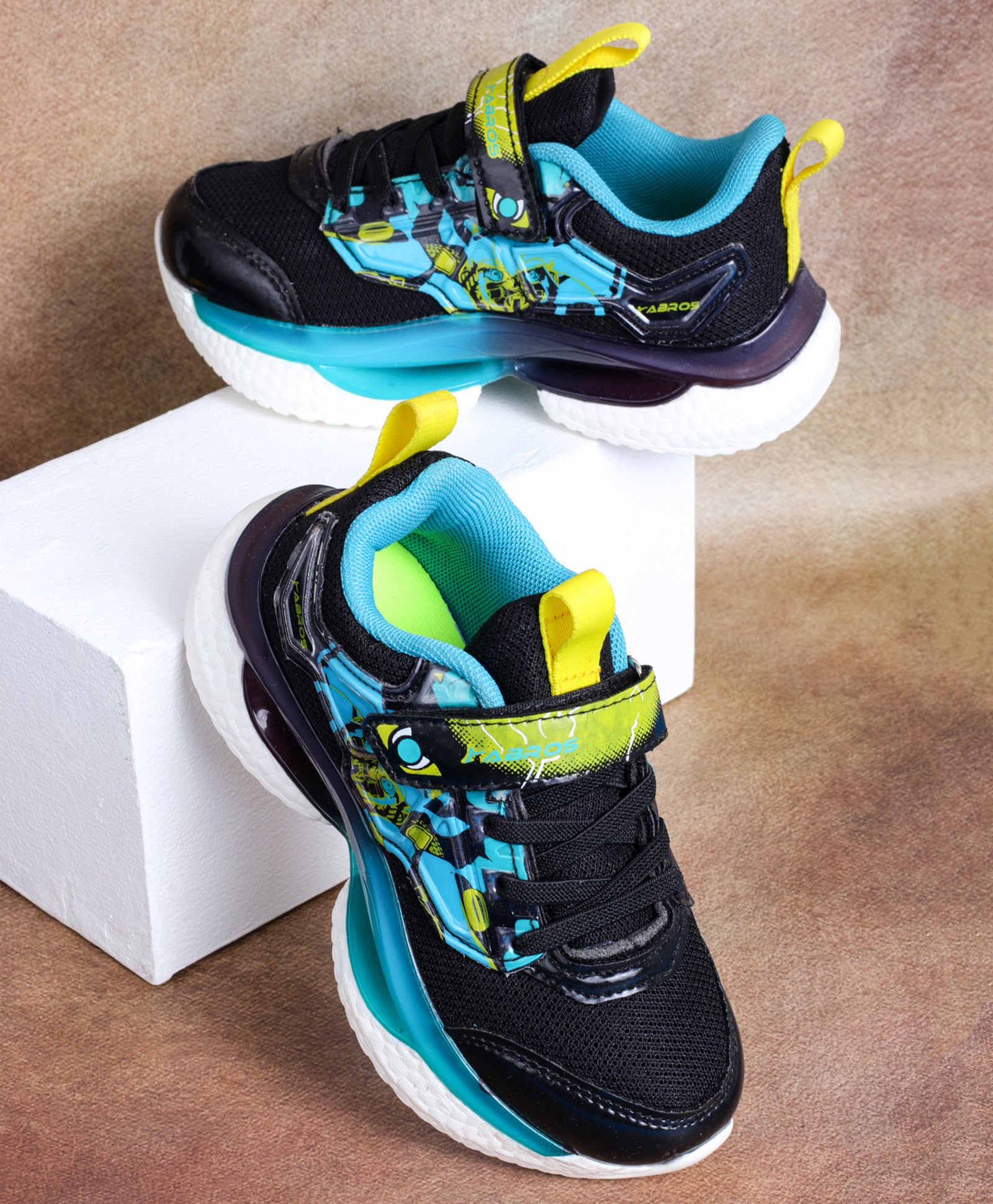 ABROS Monster Designed Velcro Closure Shoes - Black & Sea Green-image-34