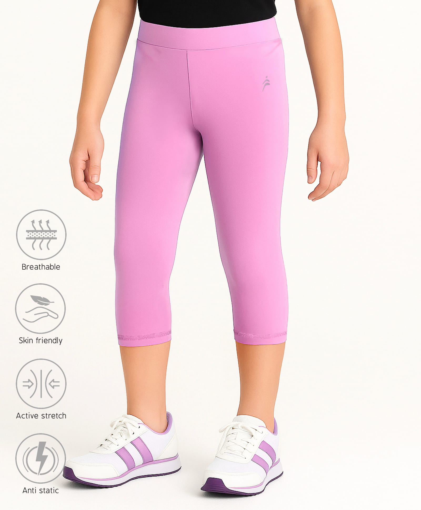 Pine Active Premium Knit Ultra Comfort Super Stretch Aero Soft Capri Leggings - Pink-picture-24
