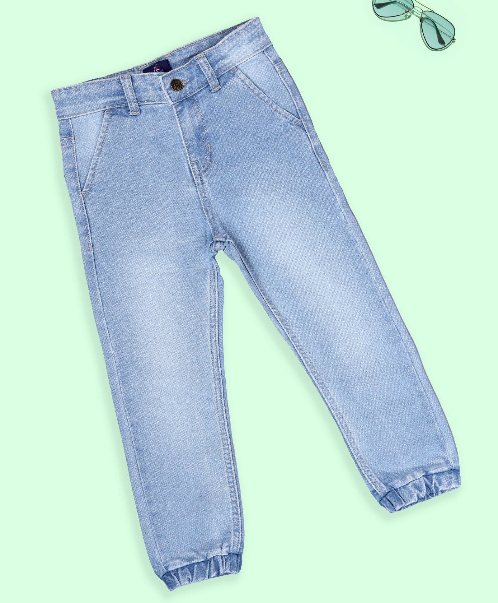 Kiddopanti Denim Washed Pant - Ice Wash Blue-image-5