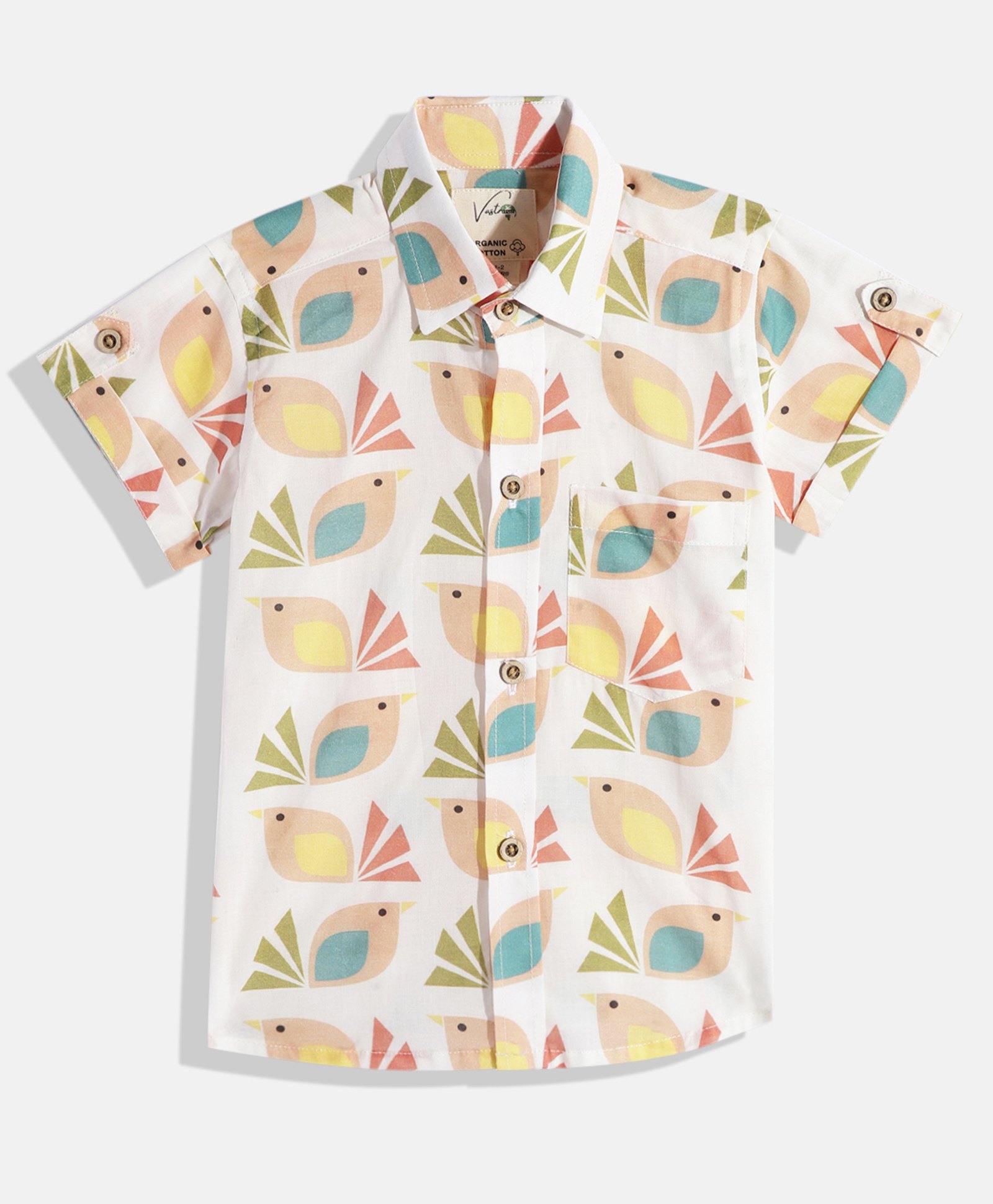 Vastrarth Cotton Half Sleeves Birds Printed Shirt - Multi Colour-image-28