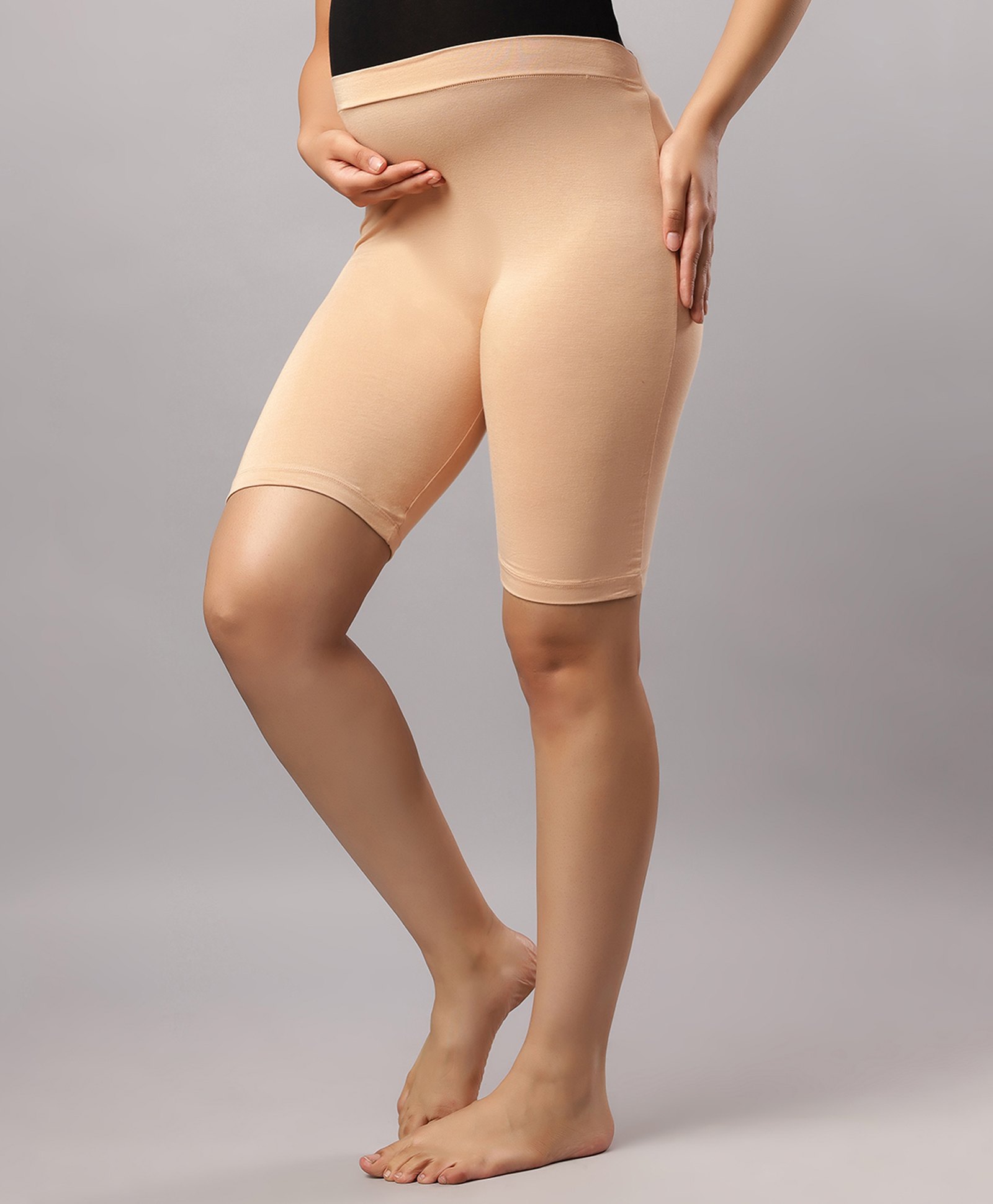 TUMMY Bamboo Cotton Solid Maternity Over Belly High Waist Body Shaper - Beige-picture-22