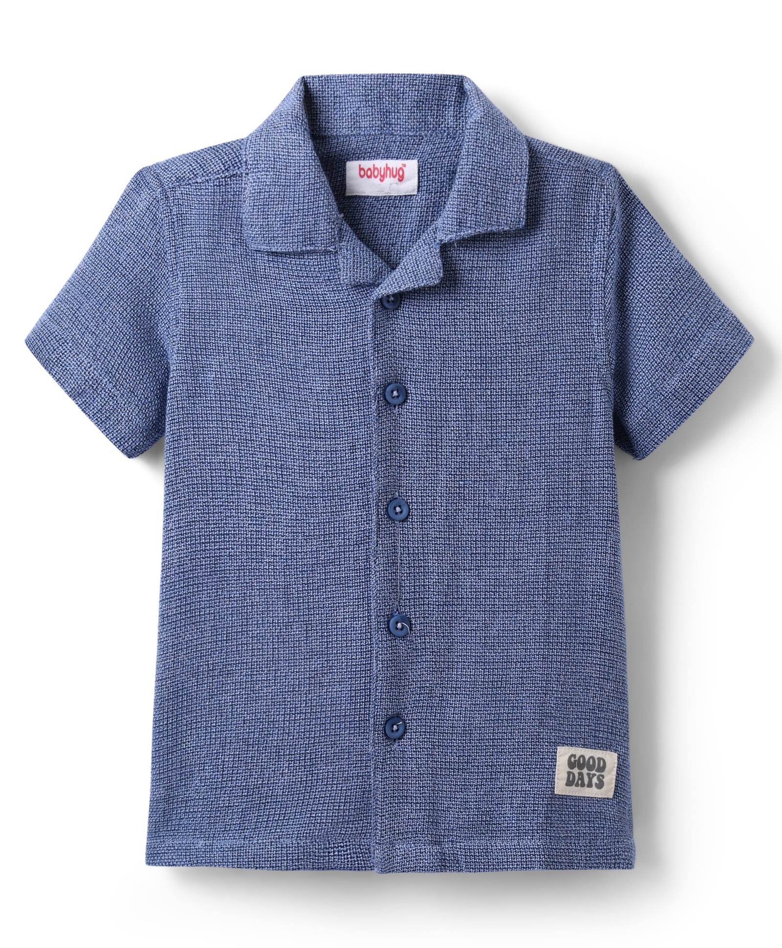 Babyhug Cotton Woven Half Sleeves Solid Colour Shirt - Blue-picture-10