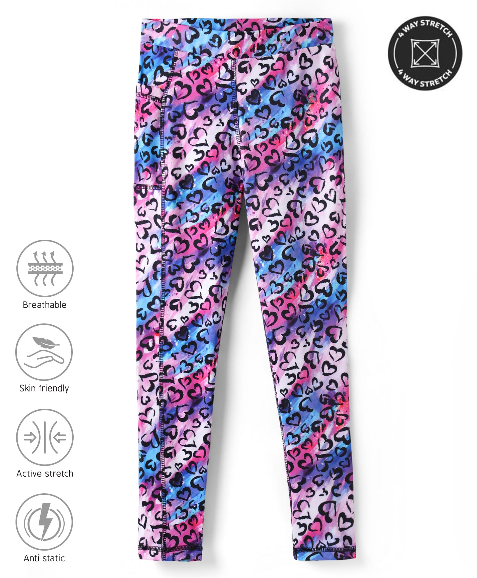 Pine Active Knit Full Length Super Stretch Printed Leggings - Multicolor