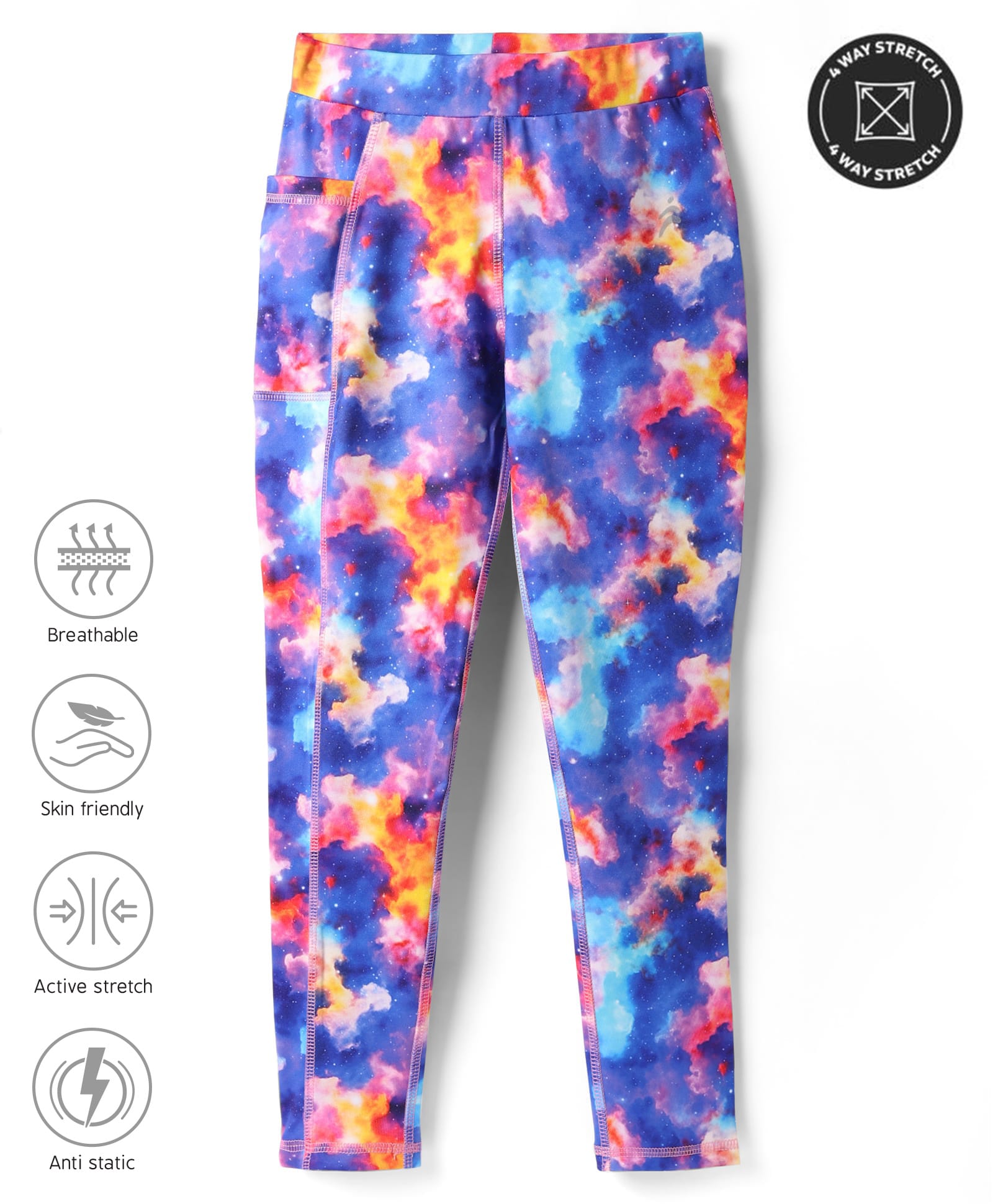 Pine Active Knit Full Length Super Stretch Printed Leggings - Multicolor