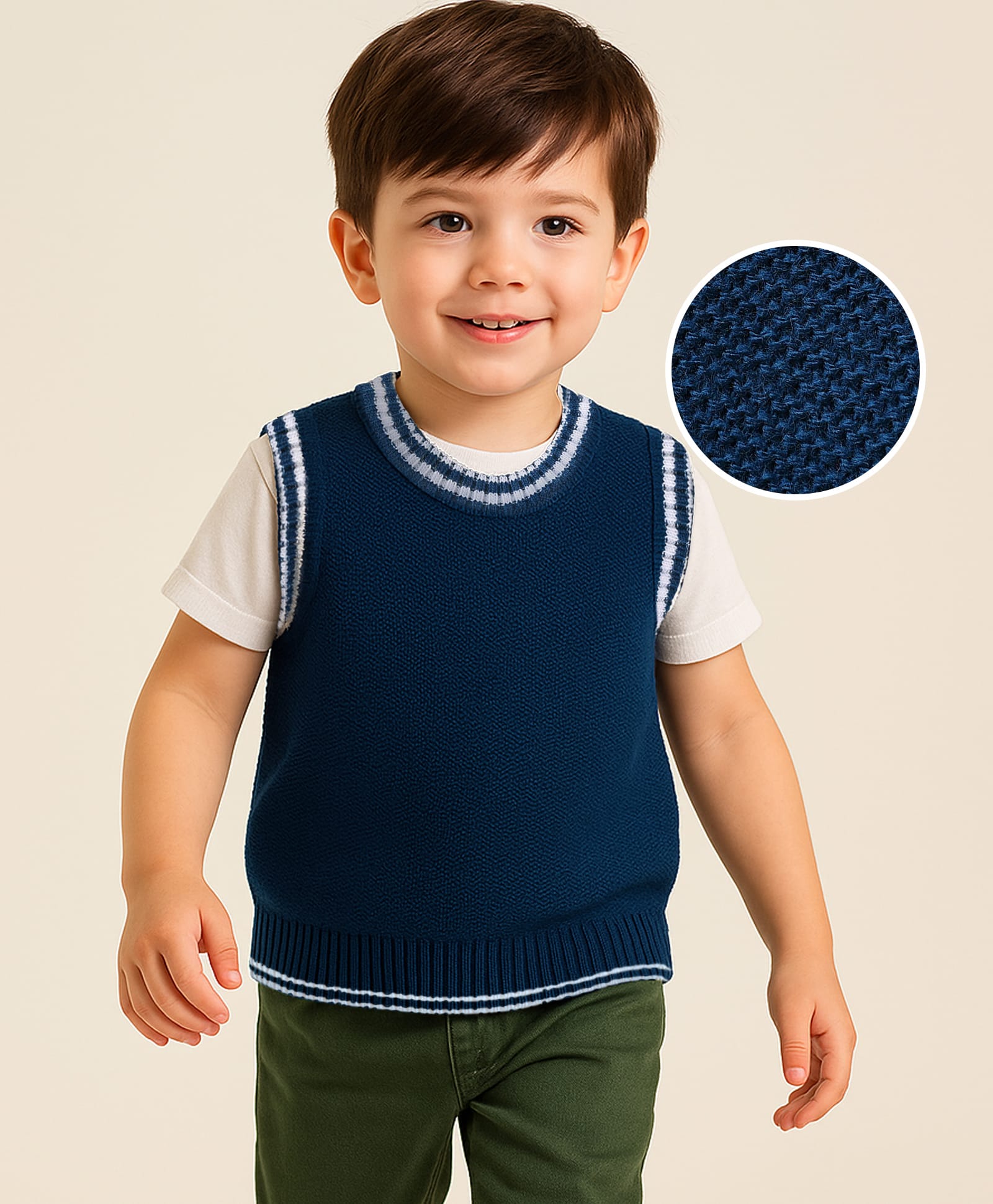 Babyhug Knit Sleeveless Solid Color Sweater Vest - Navy Blue-image-29