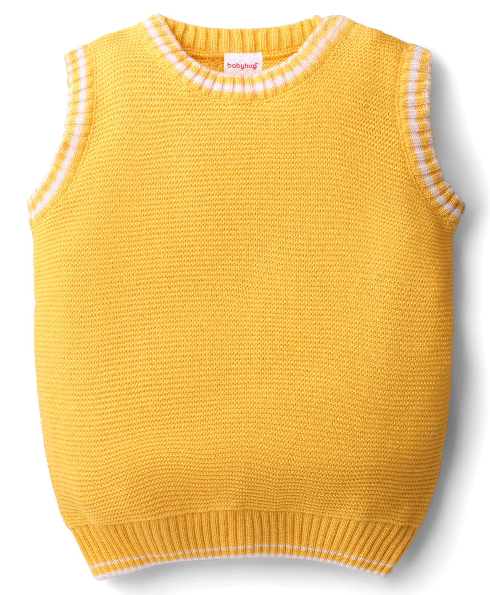 Babyhug Knit Sleeveless Solid Color Pullover Sweater Vest - Yellow-picture-18