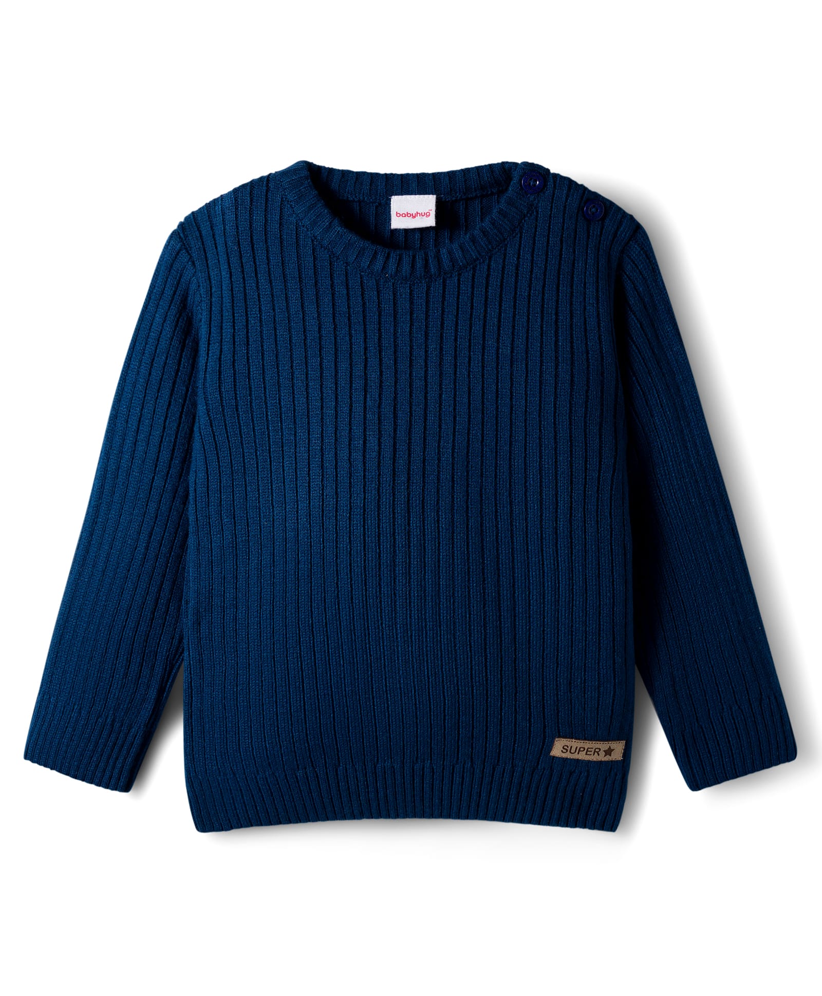 Babyhug Knit Full Sleeves Pullover Solid Sweater - Navy Blue-image-35