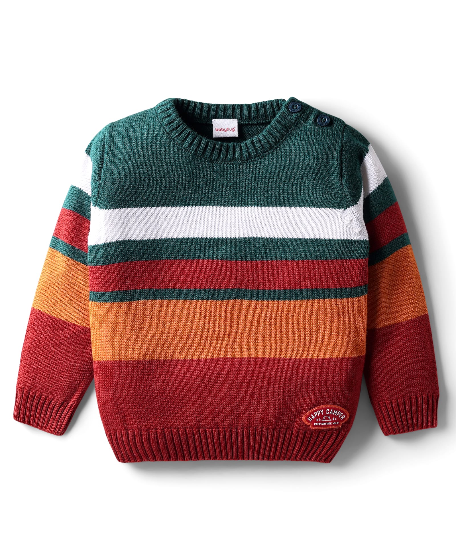 Babyhug Knit Full Sleeves Color Block Pullover Sweater - Multicolor-image-36