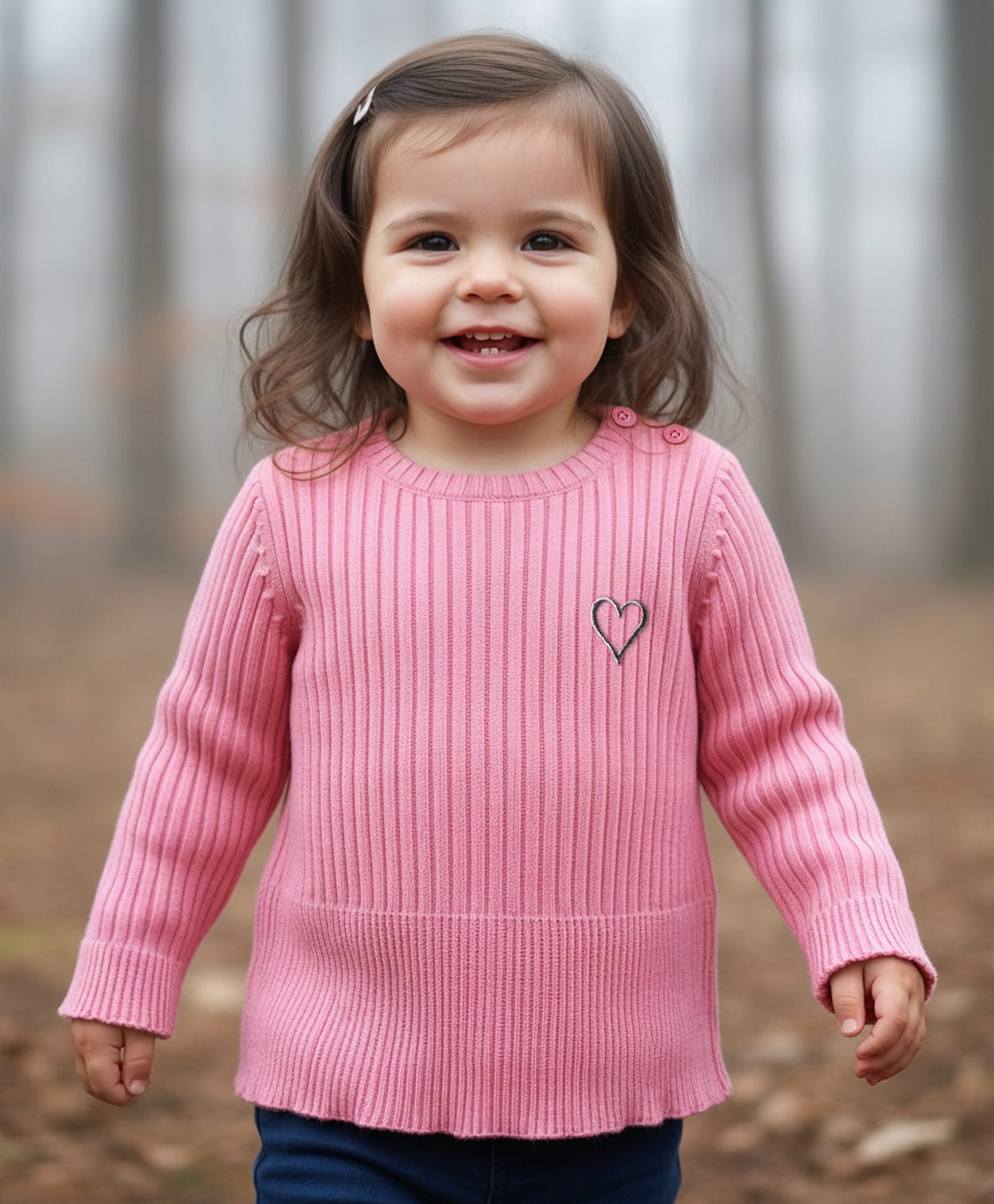 Babyhug Knit Full Sleeves Pullover Sweater with Heart Embroidery - Pink