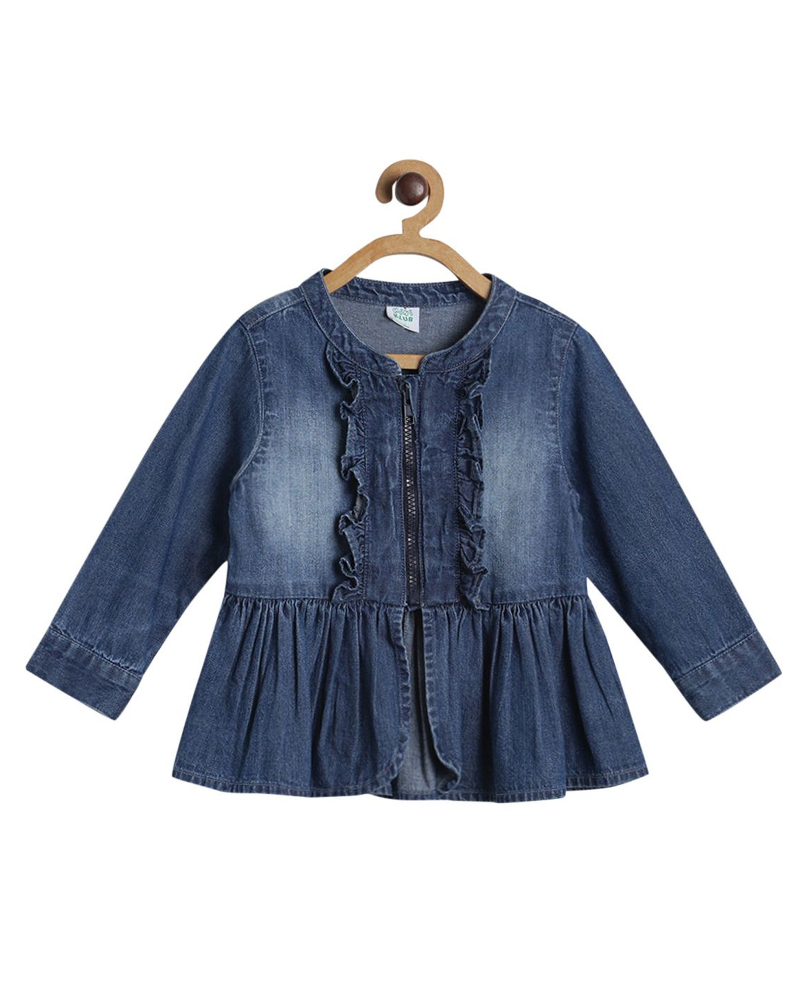 MINI KLUB Cotton Full Sleeves Washed Jacket - Blue-image-44