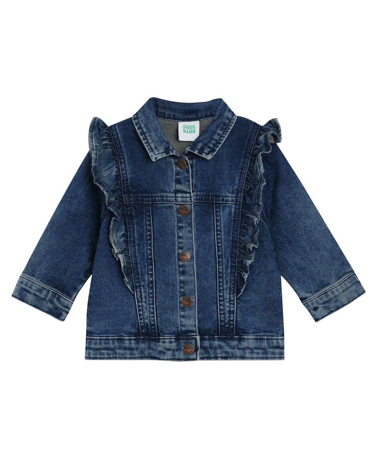 MINI KLUB Cotton Full Sleeves Frill Detailed Solid Jacket - Blue-picture-37