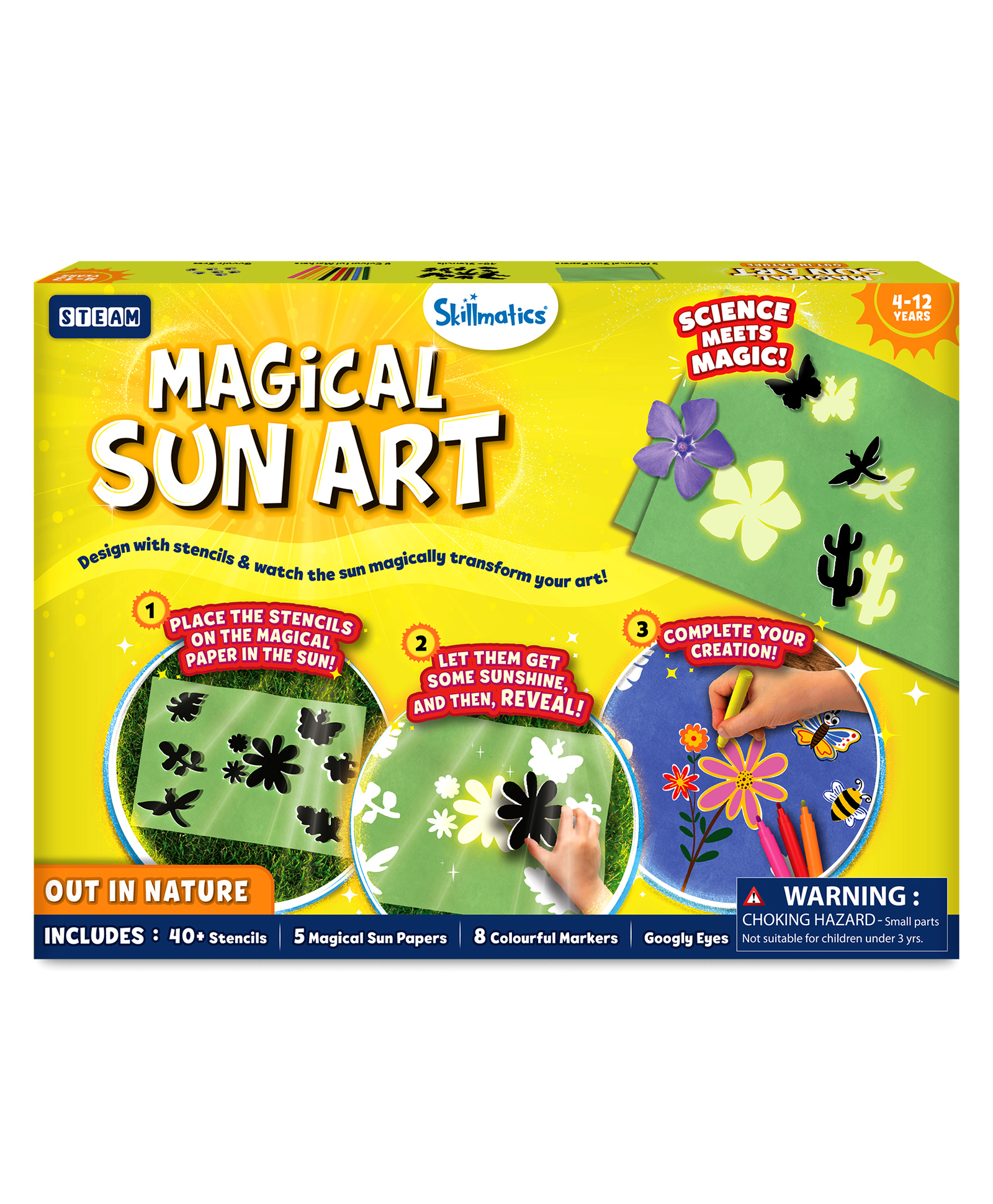 Skillmatics Sun Paper Art Kit - Nature, DIY Craft Kits & Supplies, STEM Toys, Mess-Free Creative Fun for Kids, Colouring, Painting - Multicolor-picture-11