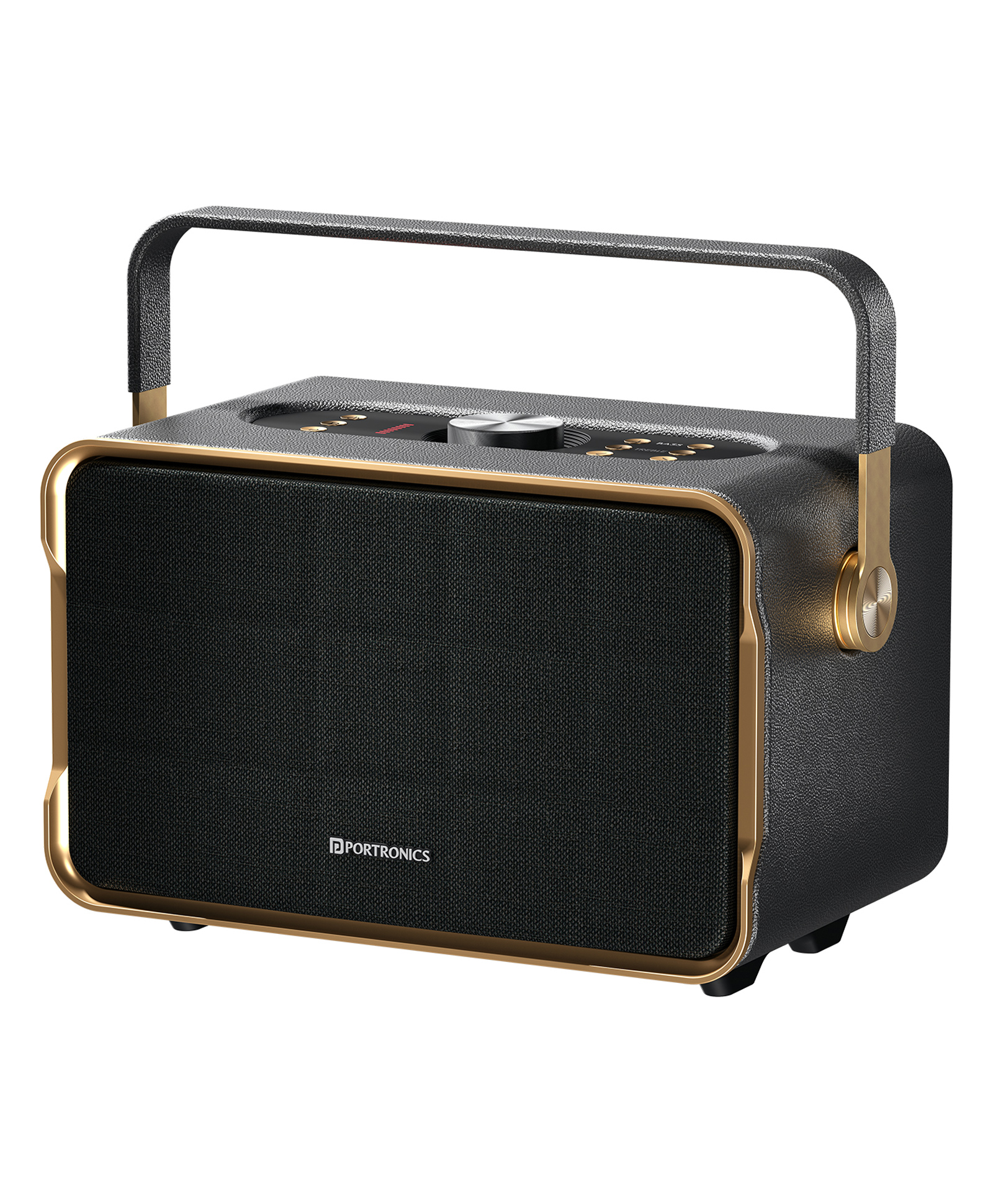 Portronics POR-2330 Harmony 80W Premium Portable HD Sound Speaker, Upto 6 Hours Playtime, 2.1 Channel, Bass Boost, Bass Adjustment, Bluetooth Connectivity, Aux In, USB In, Bass Radiator(Black)