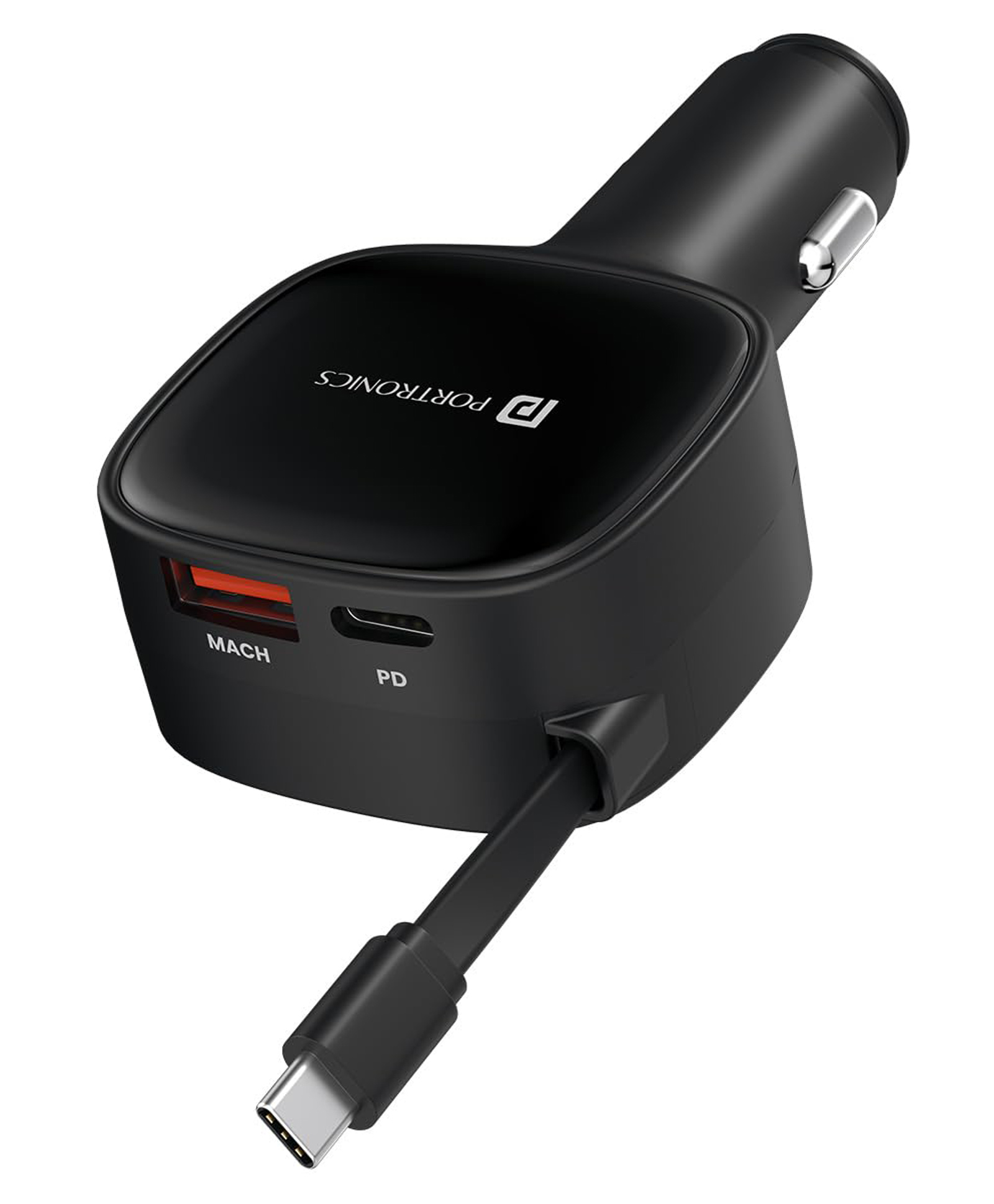 Portronics POR-1876 Car Power Retracto 84W 3 in 1 Car Charger, 80 cm Retractable Cable (33W Type-C PD), Dual Port (18W USB Type-A & 33W Type-C) for Laptop, Android, iPhone, Earbuds & More (Black)-picture-19