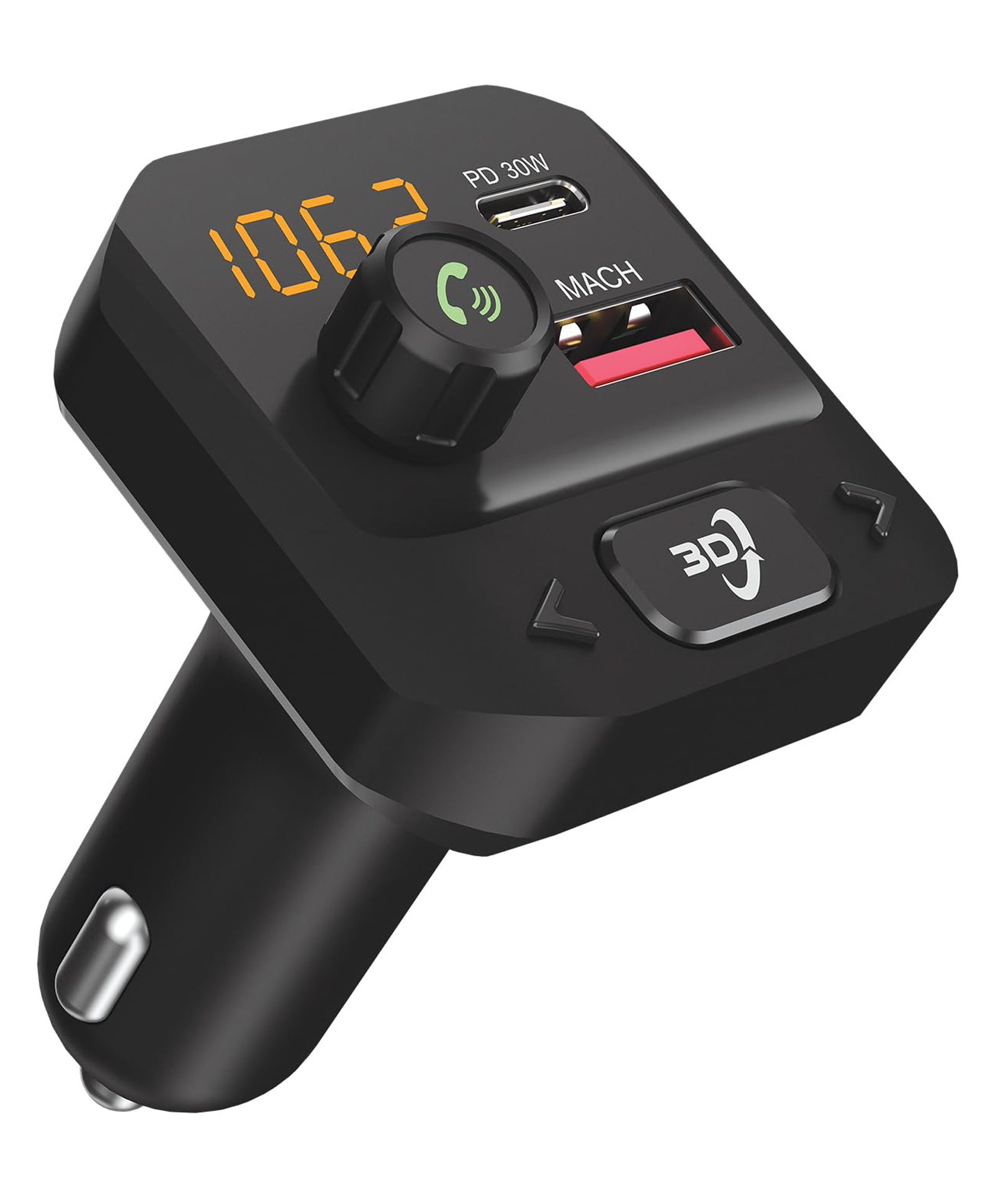 Portronics POR-2434 Auto 10 Plus Car Bluetooth Receiver with Hands-Free Calling & Music, 3D Surround Sound, 30W Type-C PD, 18W USB Fast Charging, Bluetooth-FM for Wireless Car Stereo Audio (Black)-image-8