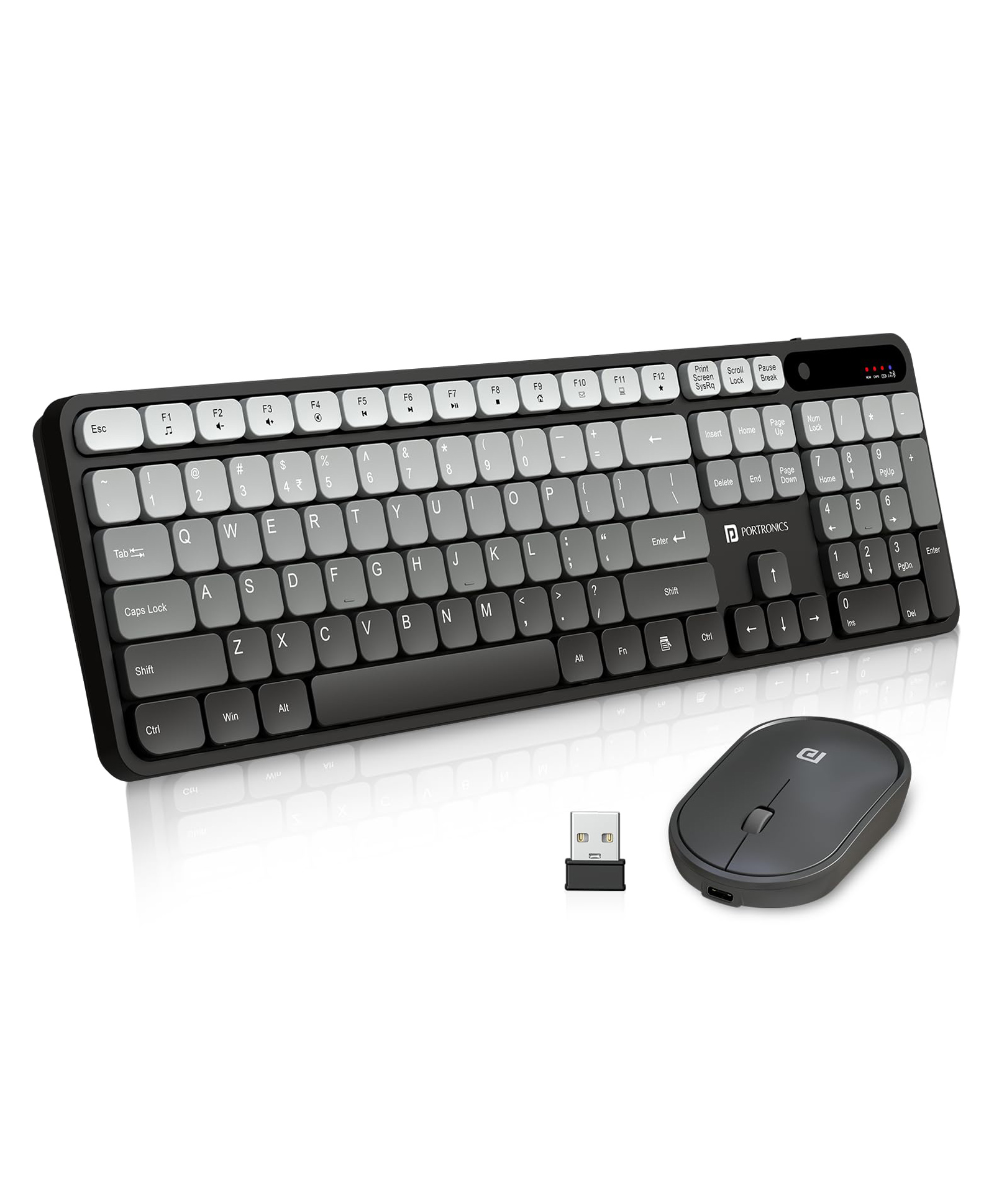 Portronics Key11 Combo Rechargeable Wireless Keyboard & Mouse Set, Bluetooth 5.3and2.4GHz Wireless,Type-C Fast Charging (Grey)-image-4