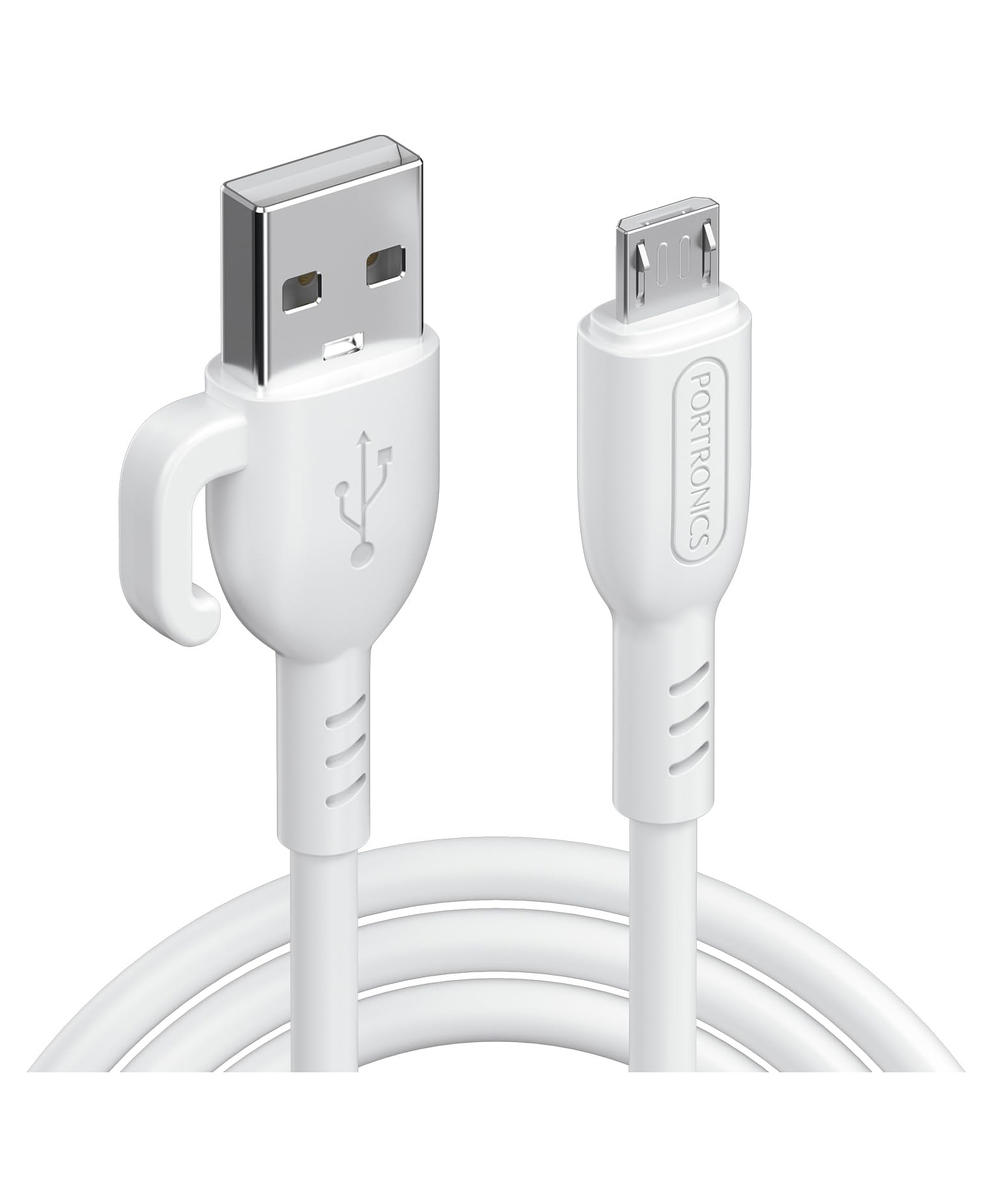 Portronics POR-2886 Konnect Core 3 USB-A to Micro Fast Charging Cable for Smartphones, Speakers, Laptops & Other Micro USB Devices,Inbuilt Cable Management Hook,3.0A Max Output,Fast Data Sync(White)-image-2