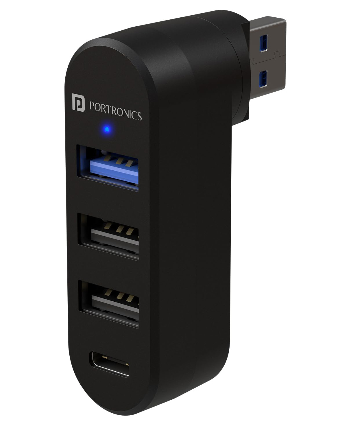 Portronics POR-2926 MPort Spin 4-in-1 USB Hub with Type-C, USB 3.0 SuperSpeed, Rotating USB Plug, 2-Port USB 2.0 High-Speed, for Laptop, PC (Black)-picture-14